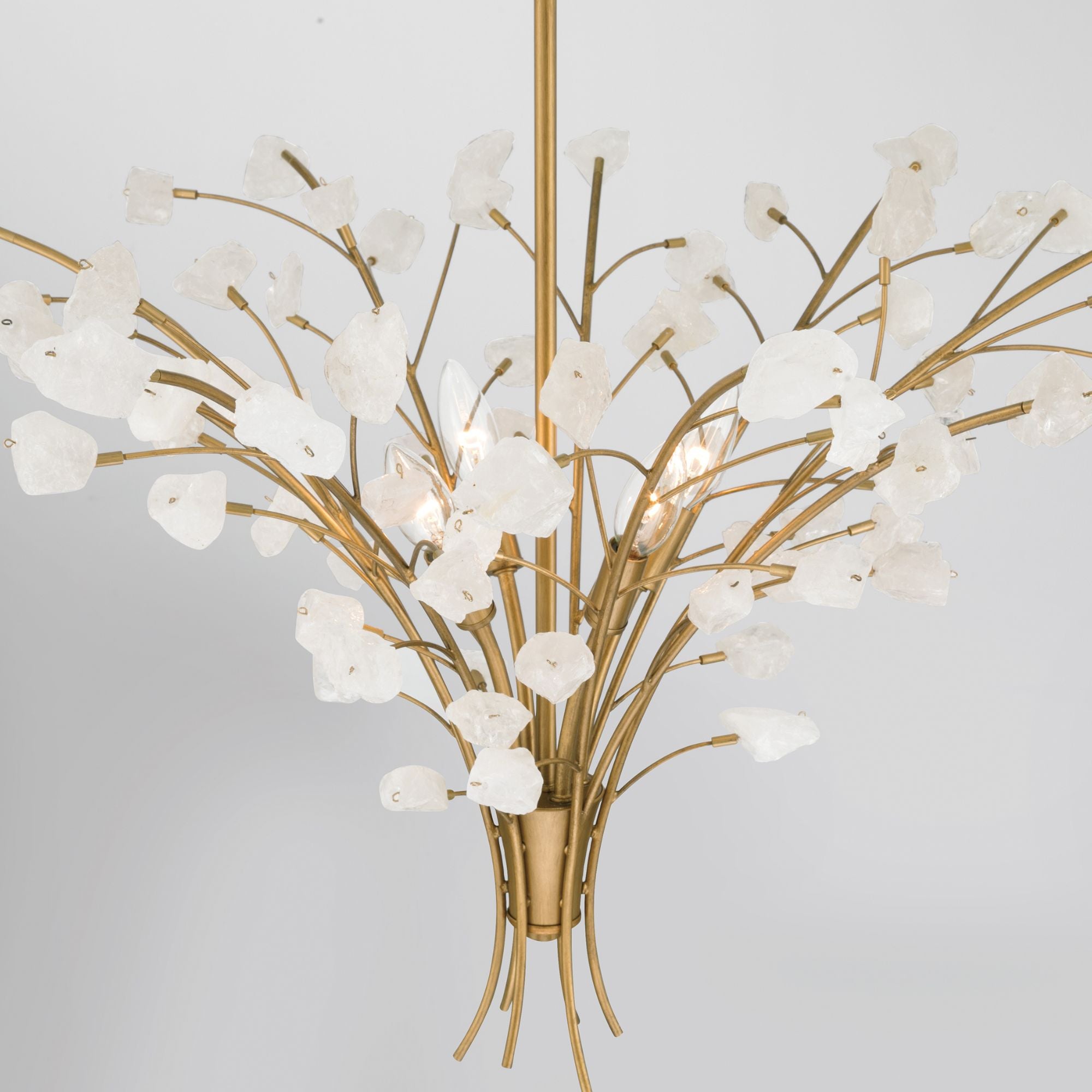 Minka-Lavery Ramus 30 in. 4-Light Chandelier, Painted Legacy Brass & Crystalline Quartz