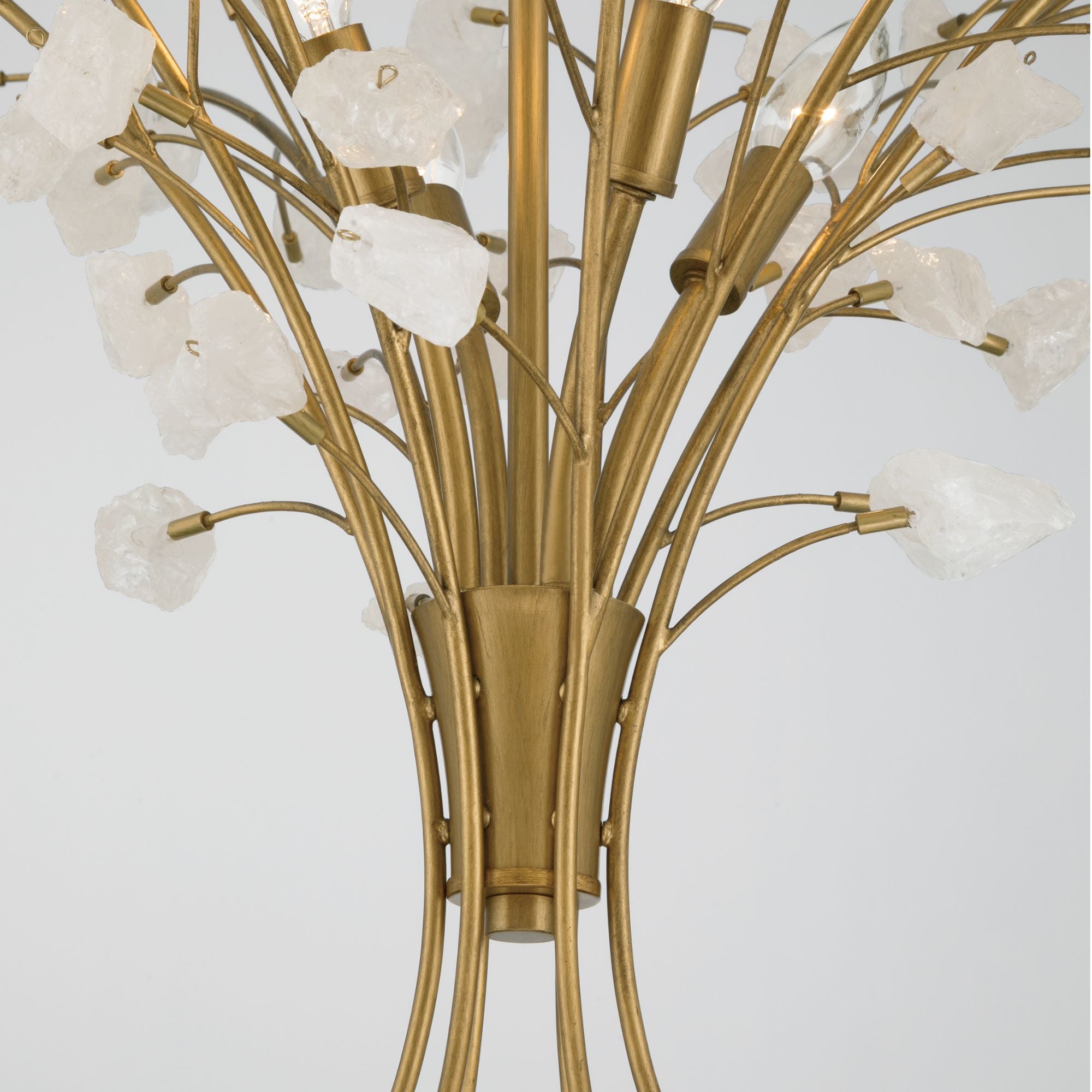 Minka-Lavery Ramus 30 in. 4-Light Chandelier, Painted Legacy Brass & Crystalline Quartz