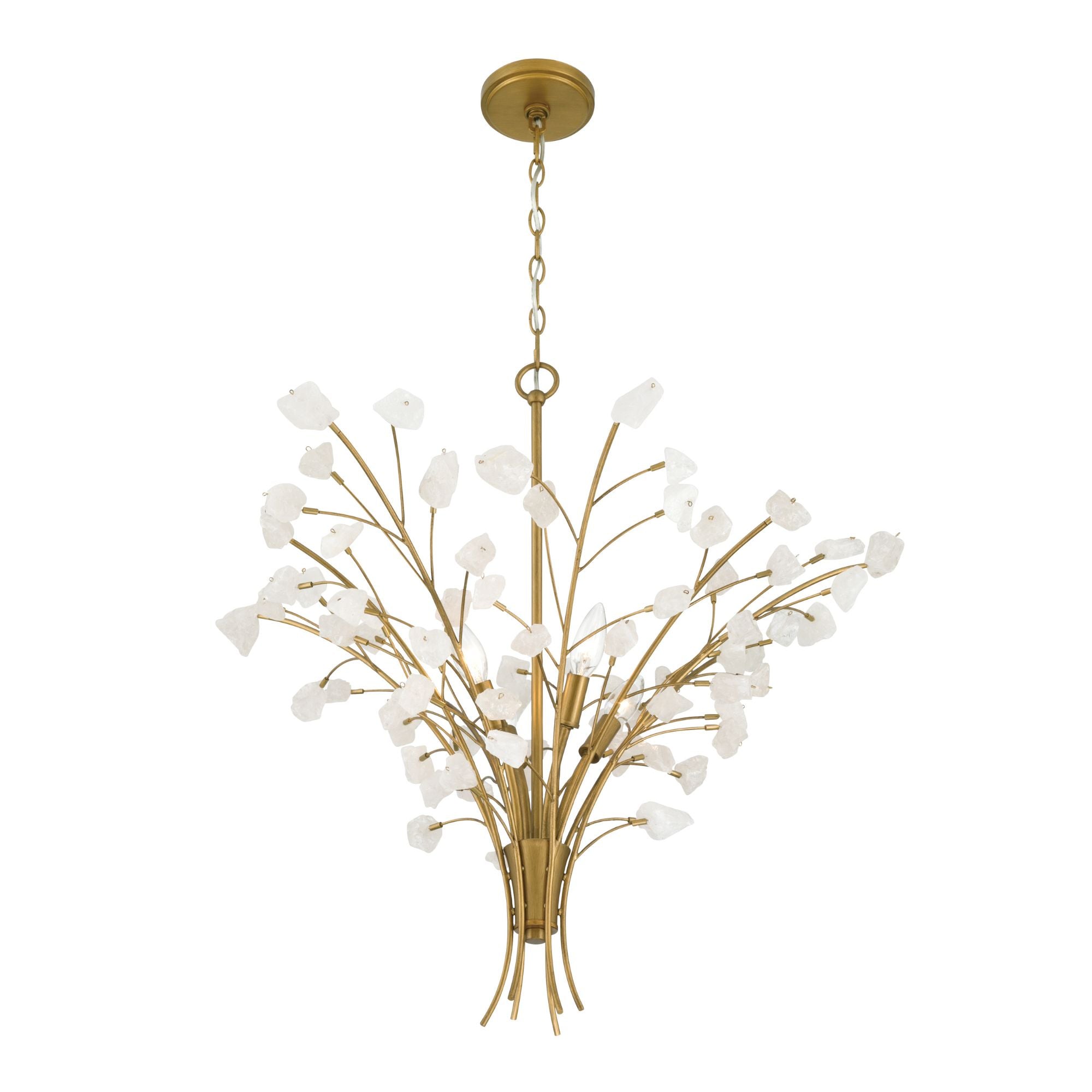 Minka-Lavery Ramus 30 in. 4-Light Chandelier, Painted Legacy Brass & Crystalline Quartz