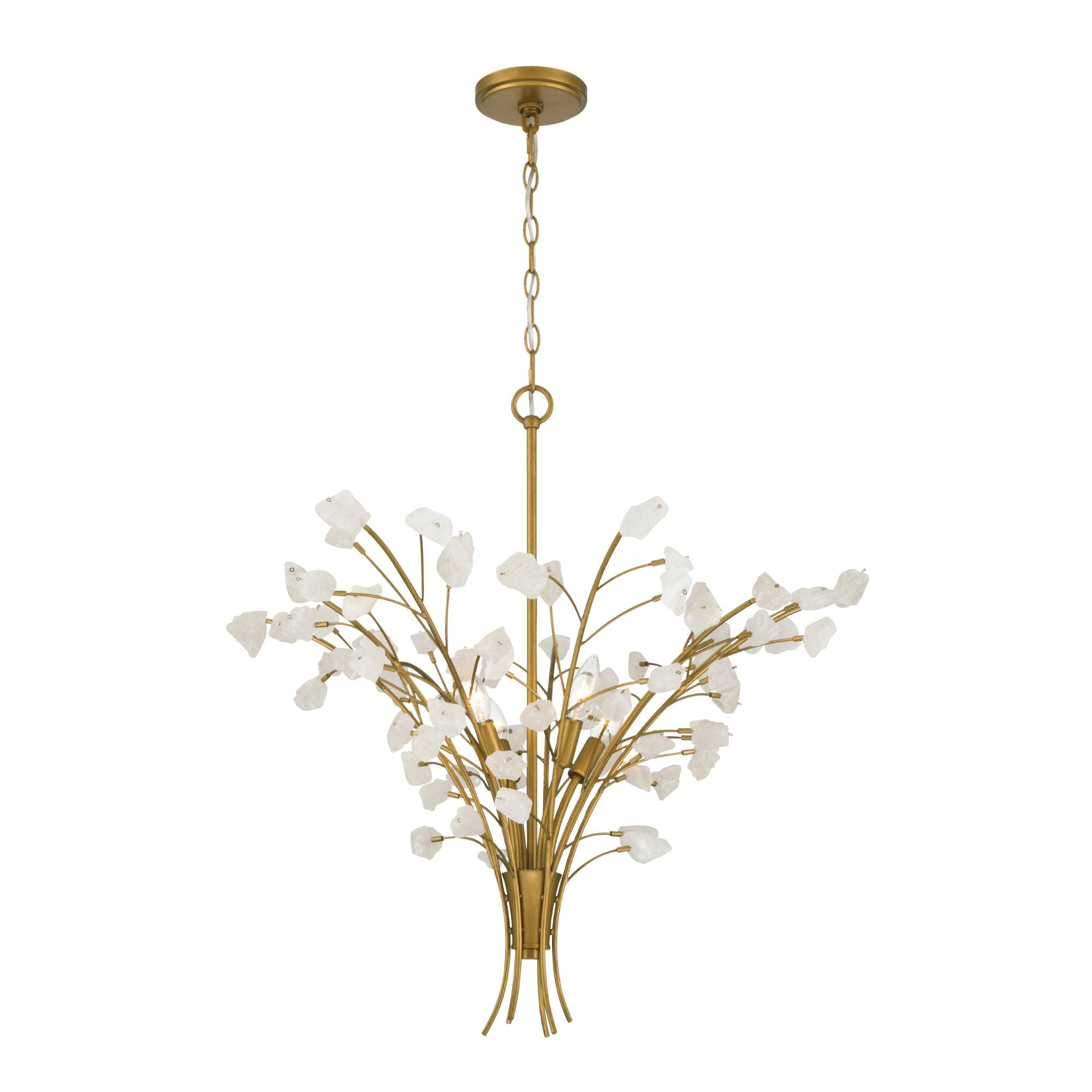 Minka-Lavery Ramus 30 in. 4-Light Chandelier, Painted Legacy Brass & Crystalline Quartz