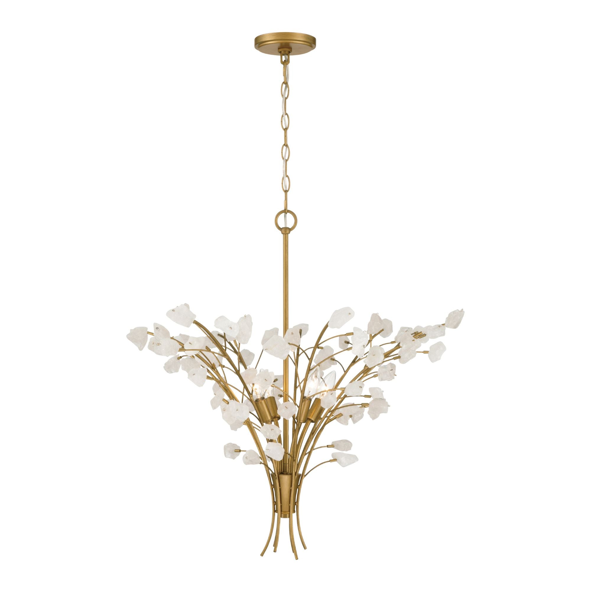 Minka-Lavery Ramus 30 in. 4-Light Chandelier, Painted Legacy Brass & Crystalline Quartz