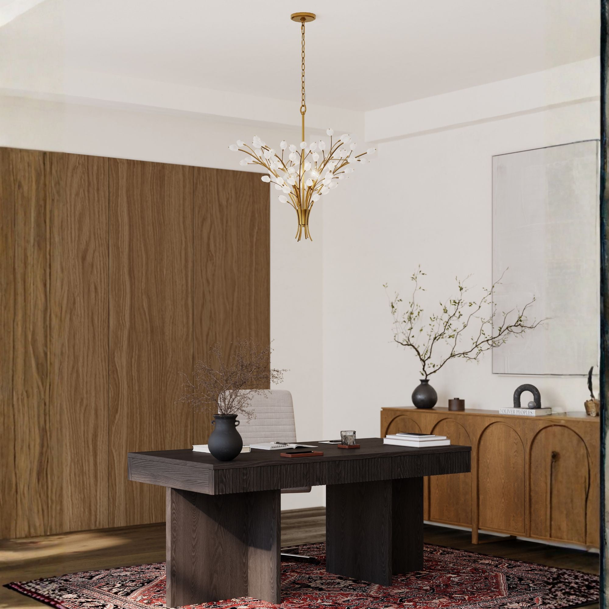 Minka-Lavery Ramus Chandelier, Painted Legacy Brass with Crystalline Quartz Accents
