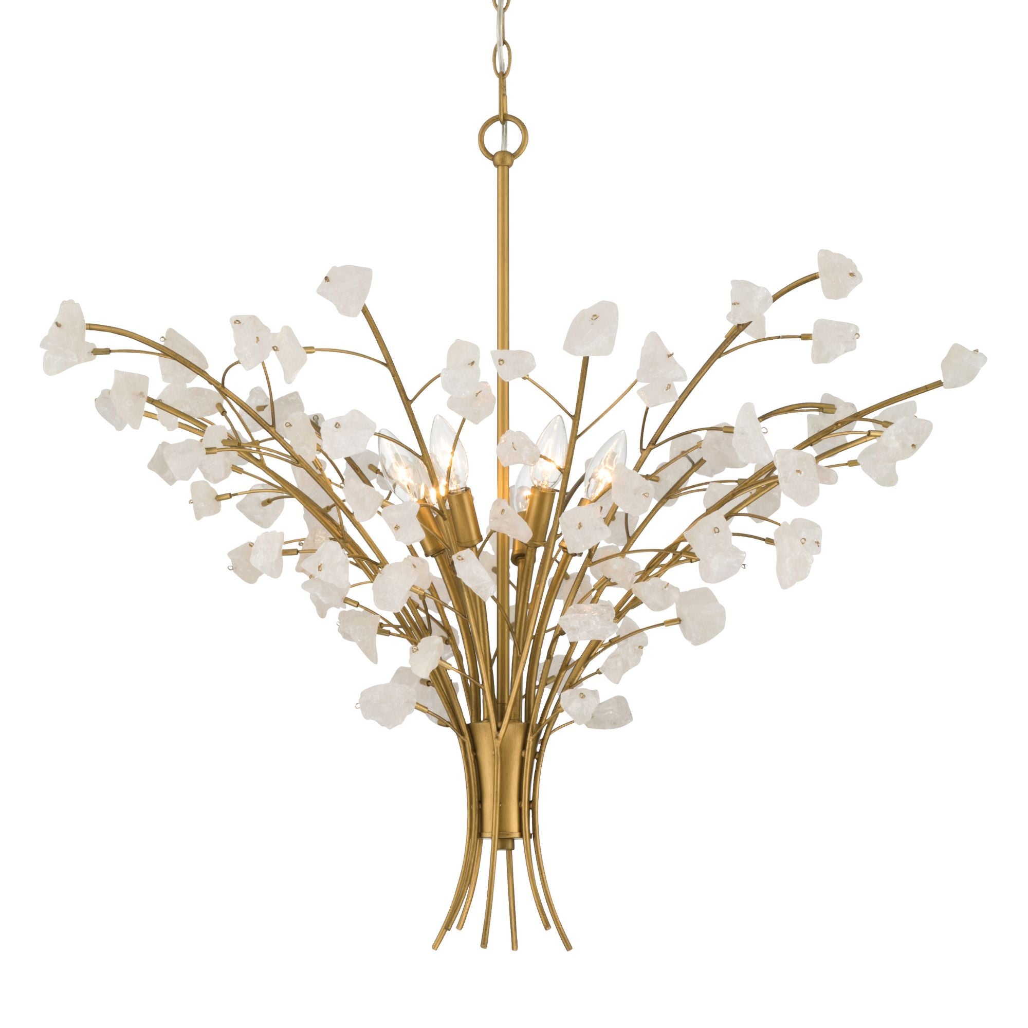 Minka-Lavery Ramus 36 in. 6-Light Chandelier, Painted Legacy Brass with Crystalline Quartz Accents
