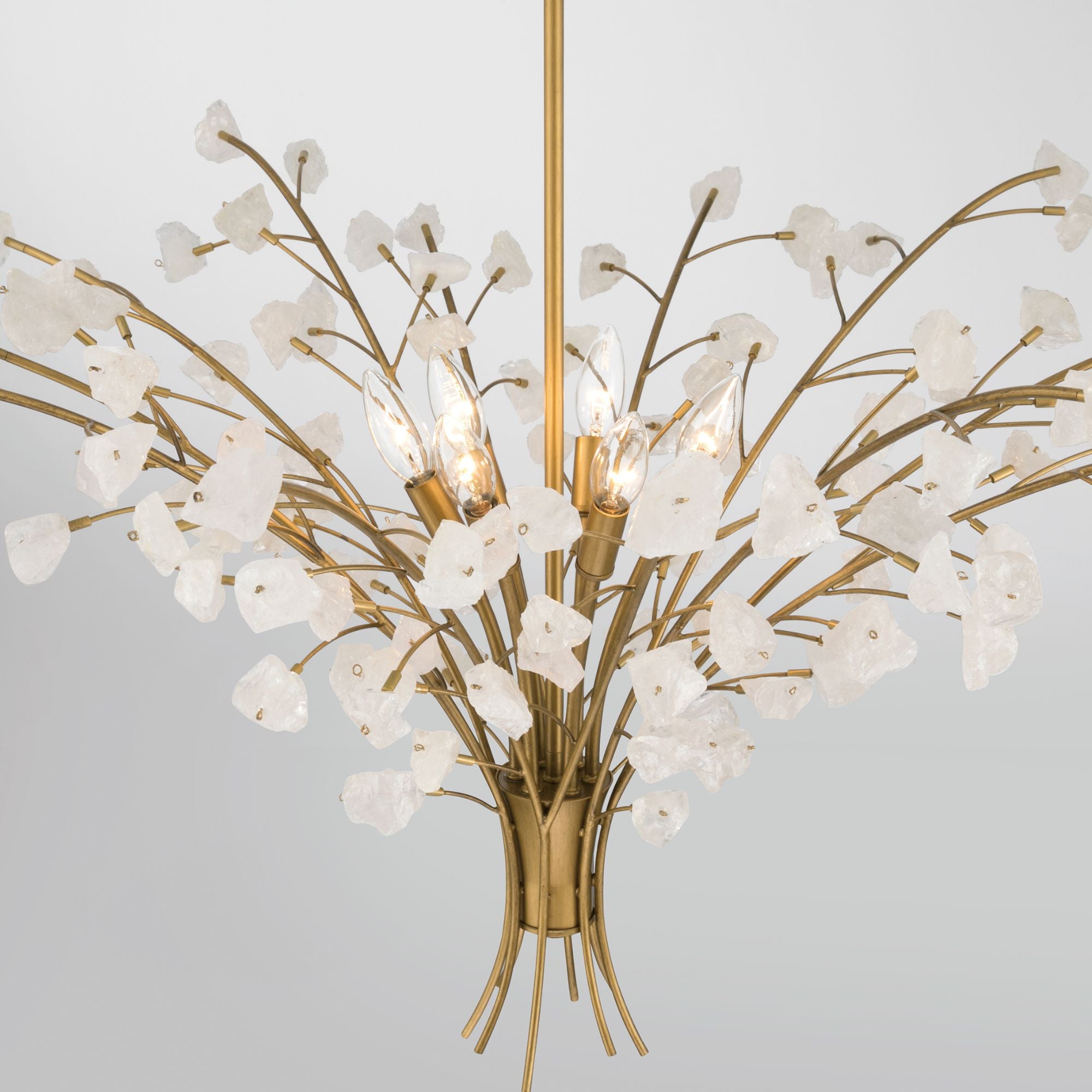 Minka-Lavery Ramus 36 in. 6-Light Chandelier, Painted Legacy Brass with Crystalline Quartz Accents