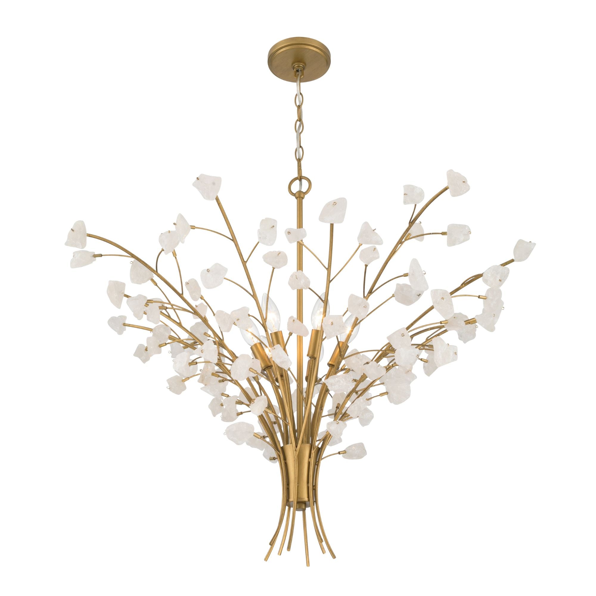 Minka-Lavery Ramus 36 in. 6-Light Chandelier, Painted Legacy Brass with Crystalline Quartz Accents