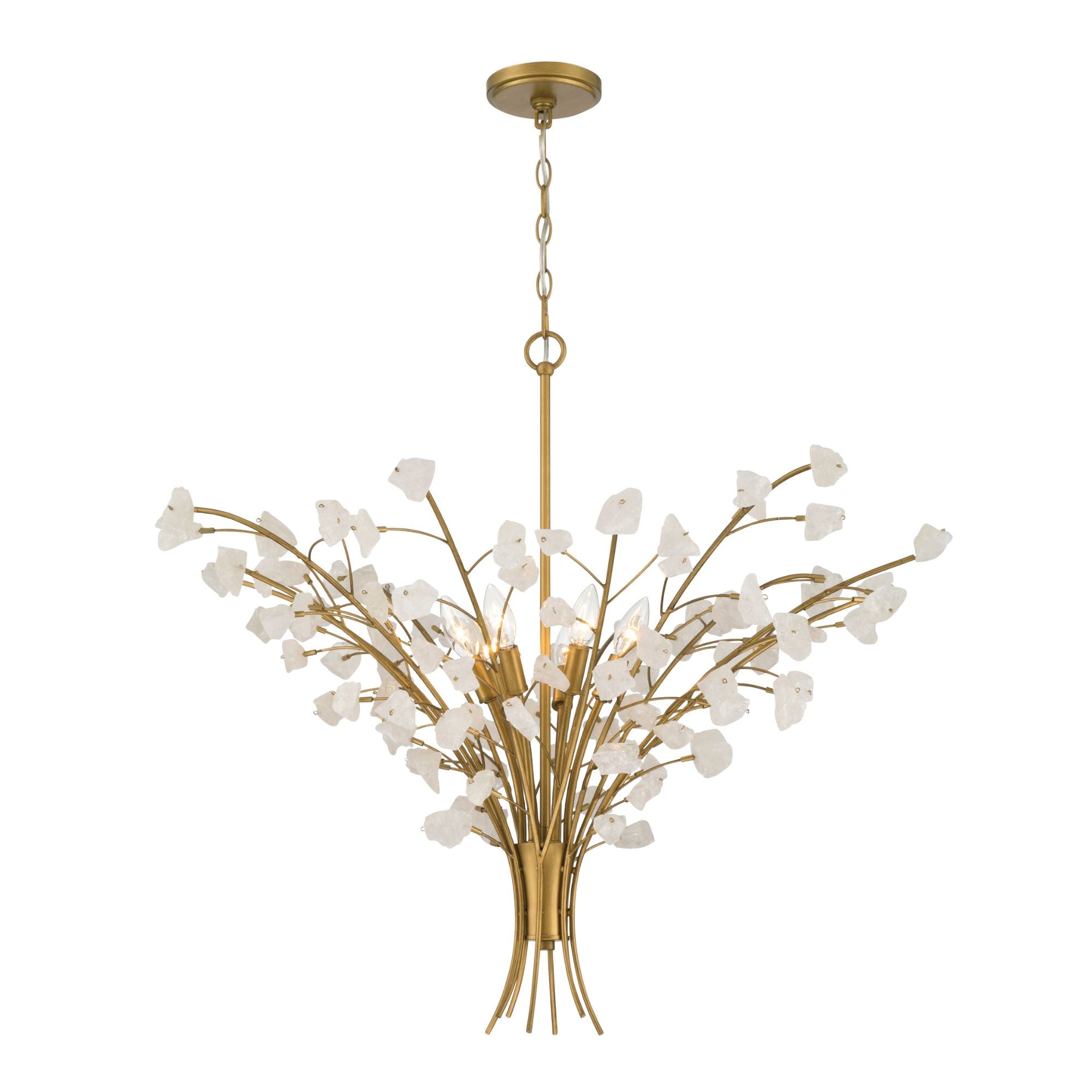 Minka-Lavery Ramus 36 in. 6-Light Chandelier, Painted Legacy Brass with Crystalline Quartz Accents
