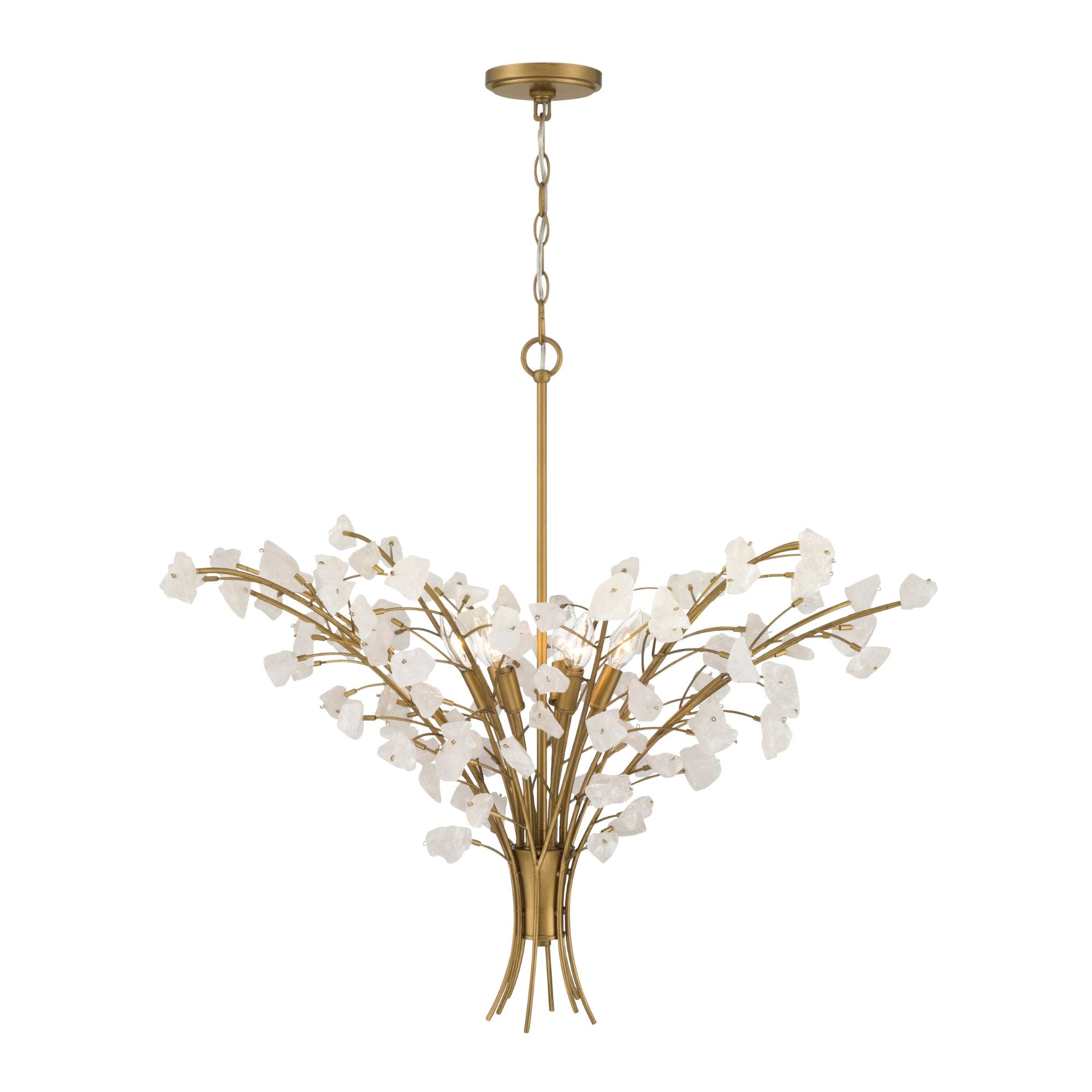Minka-Lavery Ramus 36 in. 6-Light Chandelier, Painted Legacy Brass with Crystalline Quartz Accents