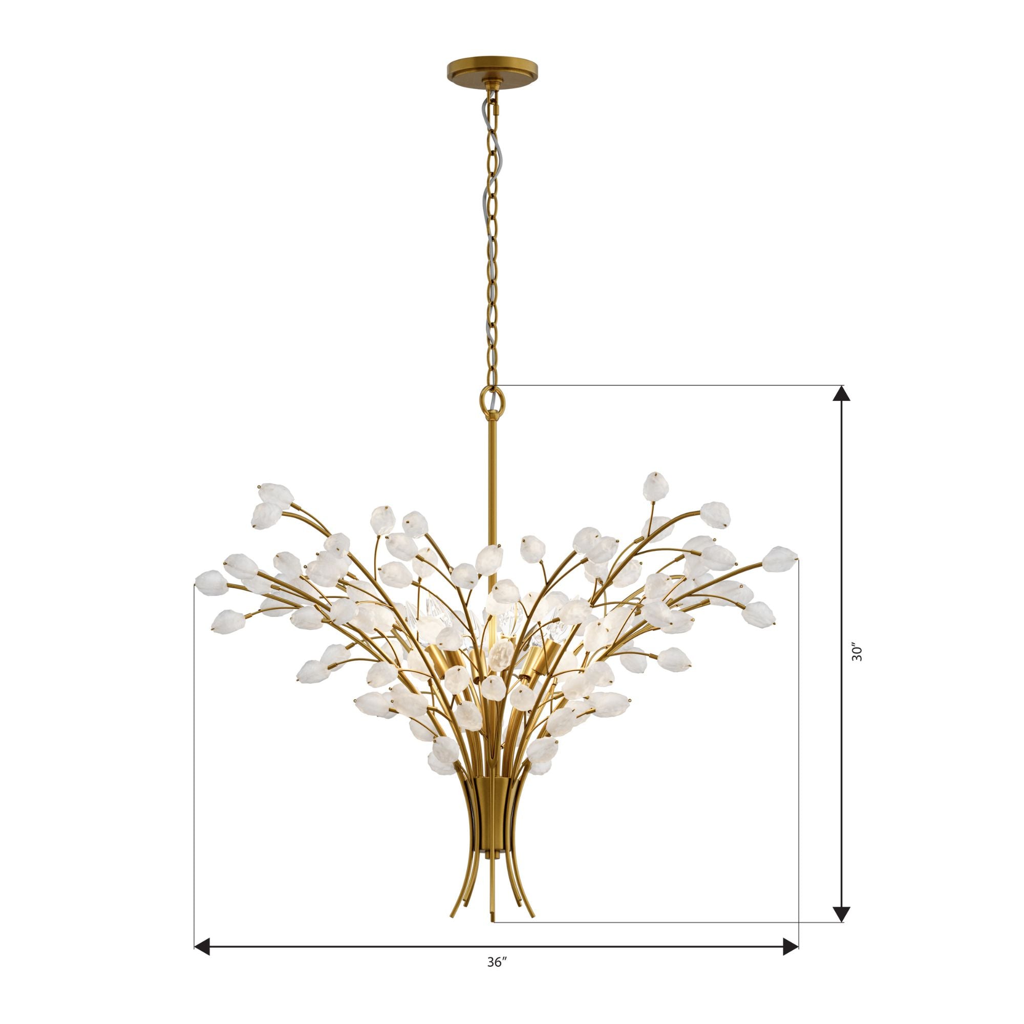 Minka-Lavery Ramus 36 in. 6-Light Chandelier, Painted Legacy Brass with Crystalline Quartz Accents
