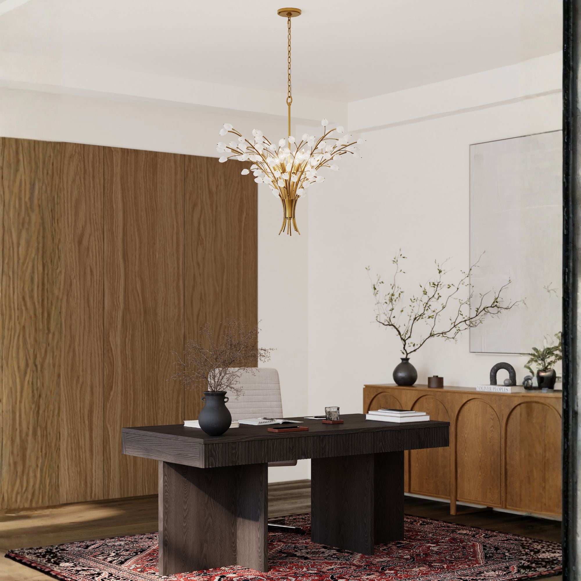Minka-Lavery Ramus Chandelier, Painted Legacy Brass with Crystalline Quartz Accents