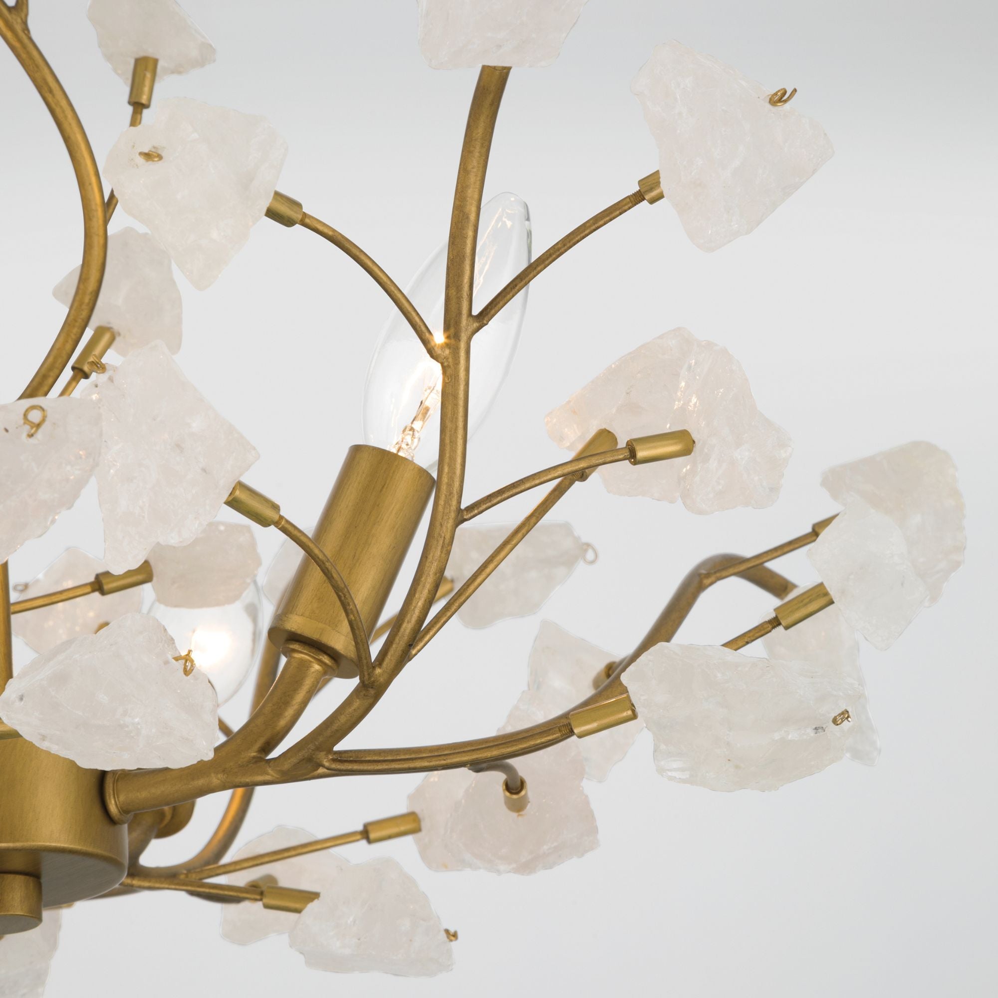 Minka-Lavery Ramus 22 in. 4-Light Semi-Flush Mount, Painted Legacy Brass & Crystalline Quartz