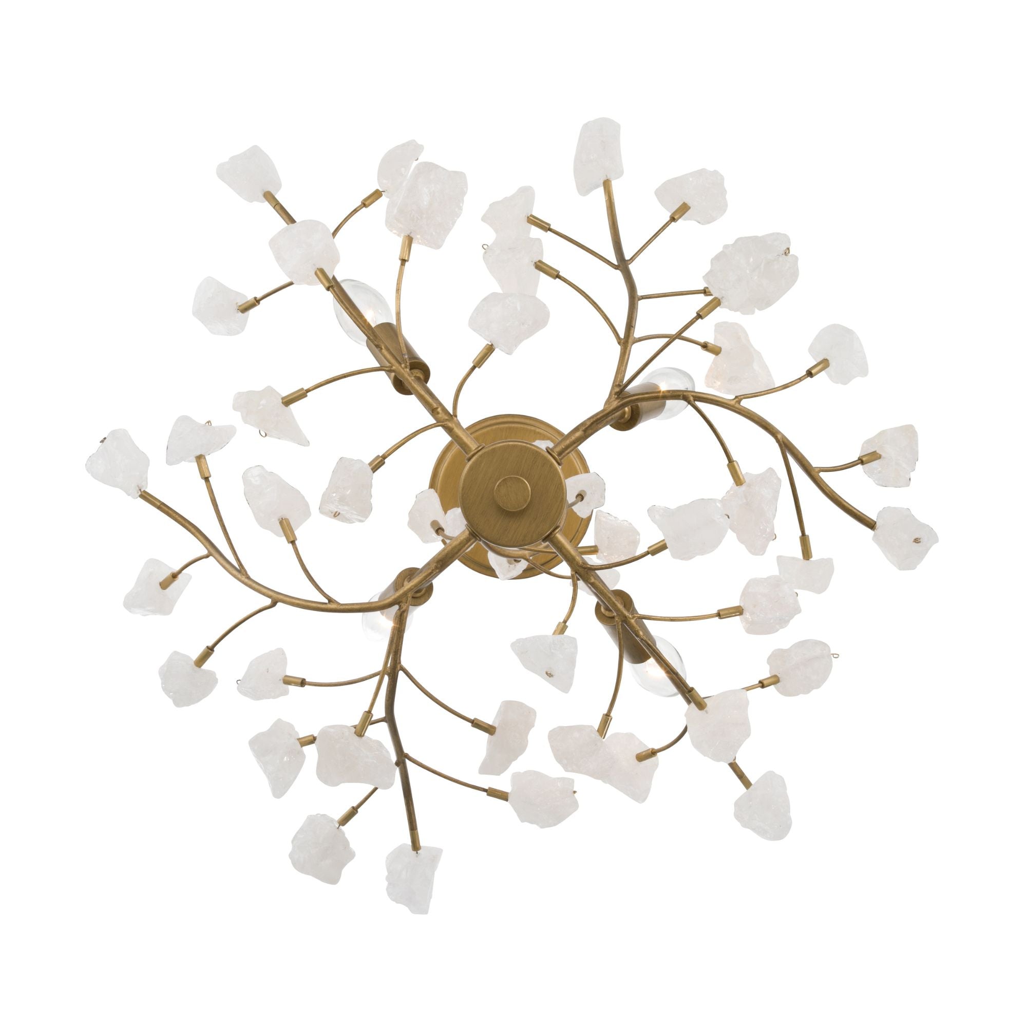 Minka-Lavery Ramus 22 in. 4-Light Semi-Flush Mount, Painted Legacy Brass & Crystalline Quartz