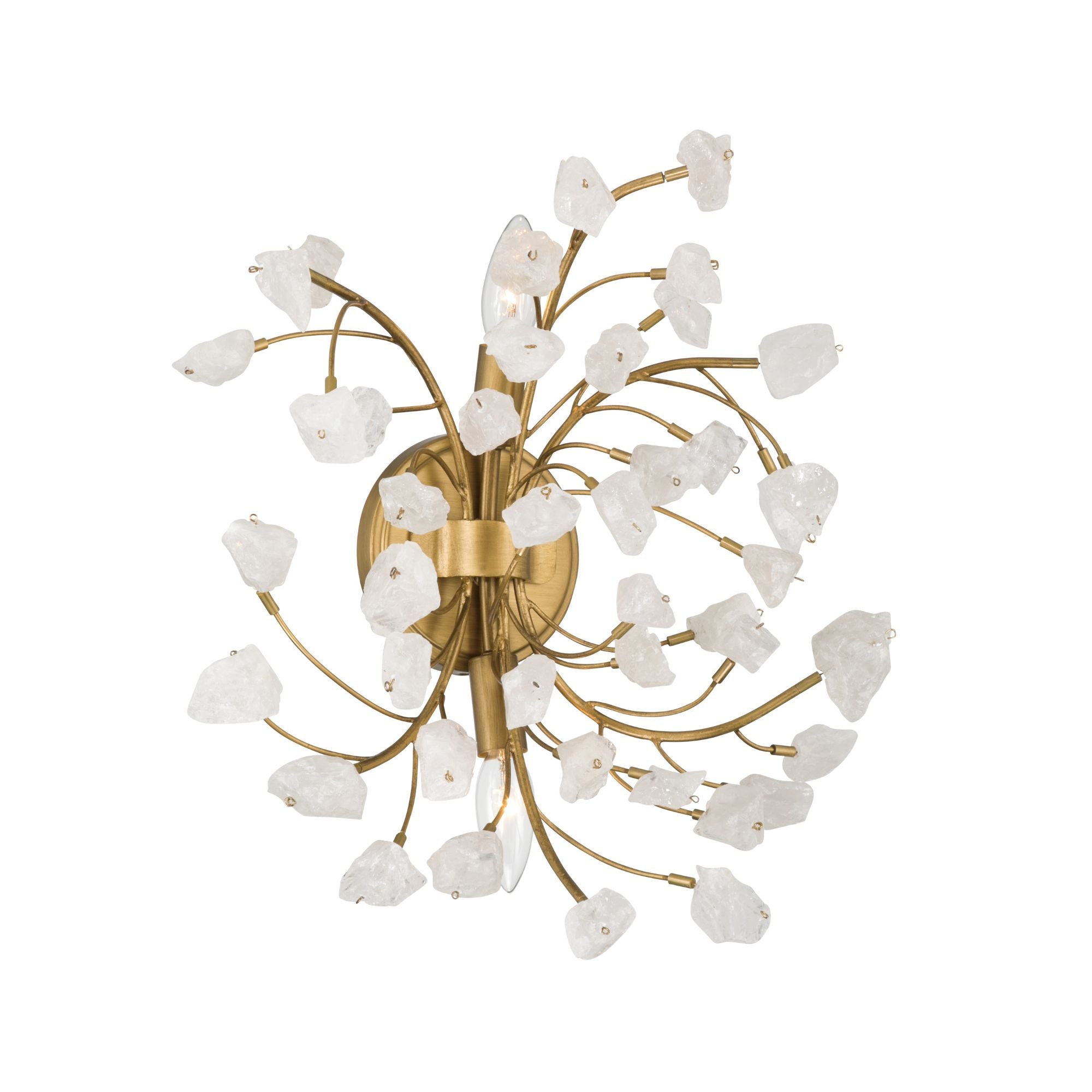 Minka-Lavery Ramus 17.5 in. 2-Light Wall Sconce, Painted Legacy Brass & Crystalline Quartz