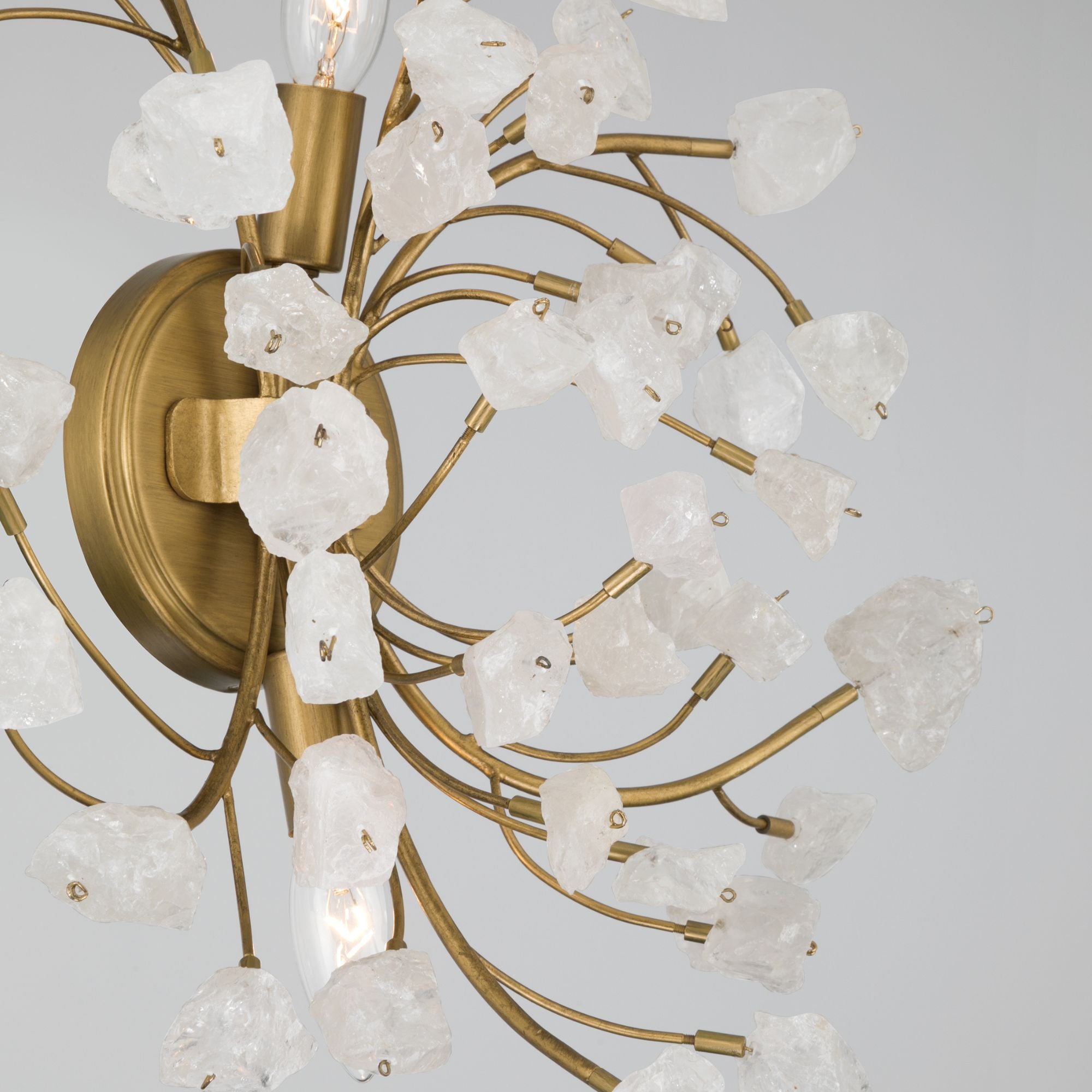 Minka-Lavery Ramus 17.5 in. 2-Light Wall Sconce, Painted Legacy Brass & Crystalline Quartz