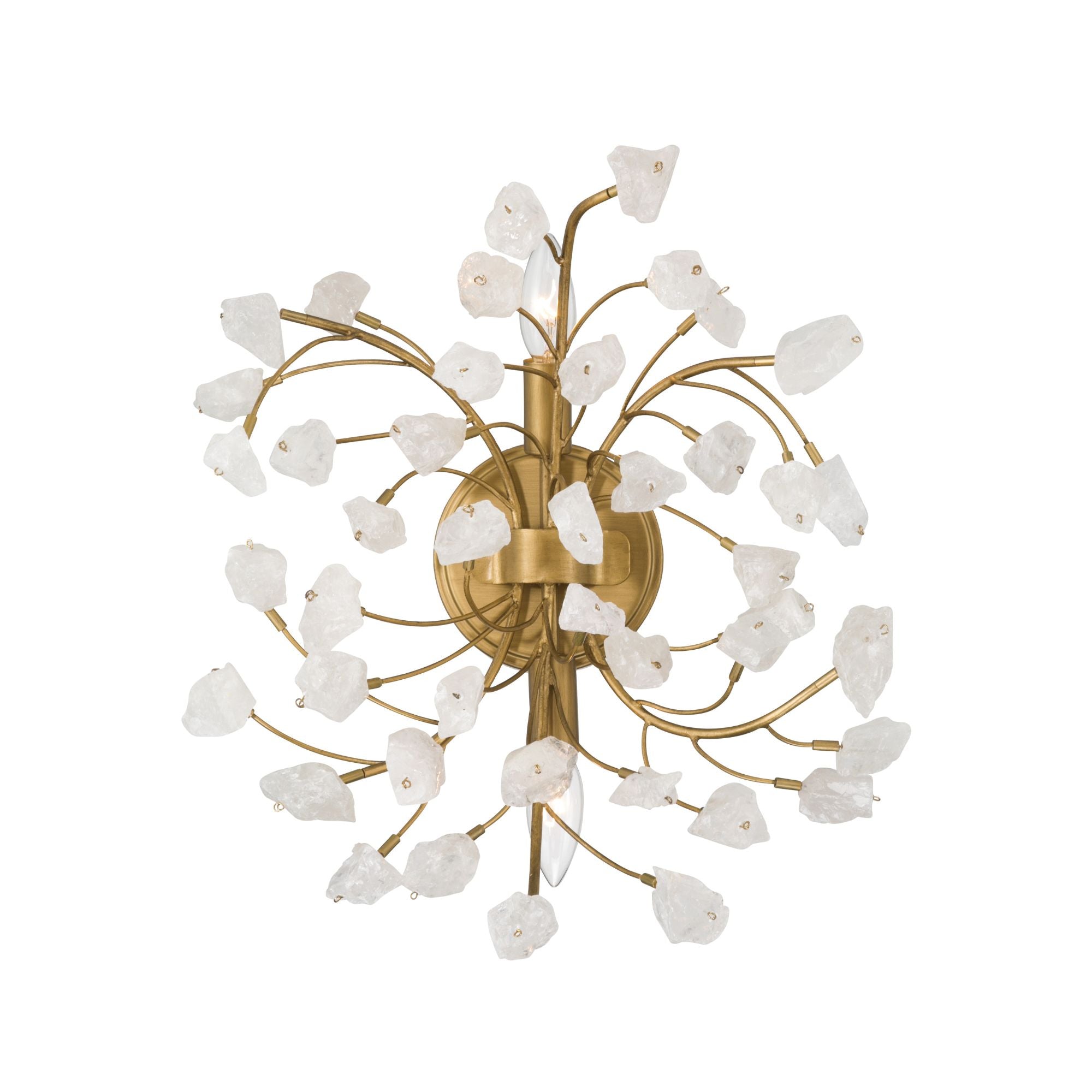 Minka-Lavery Ramus 17.5 in. 2-Light Wall Sconce, Painted Legacy Brass & Crystalline Quartz