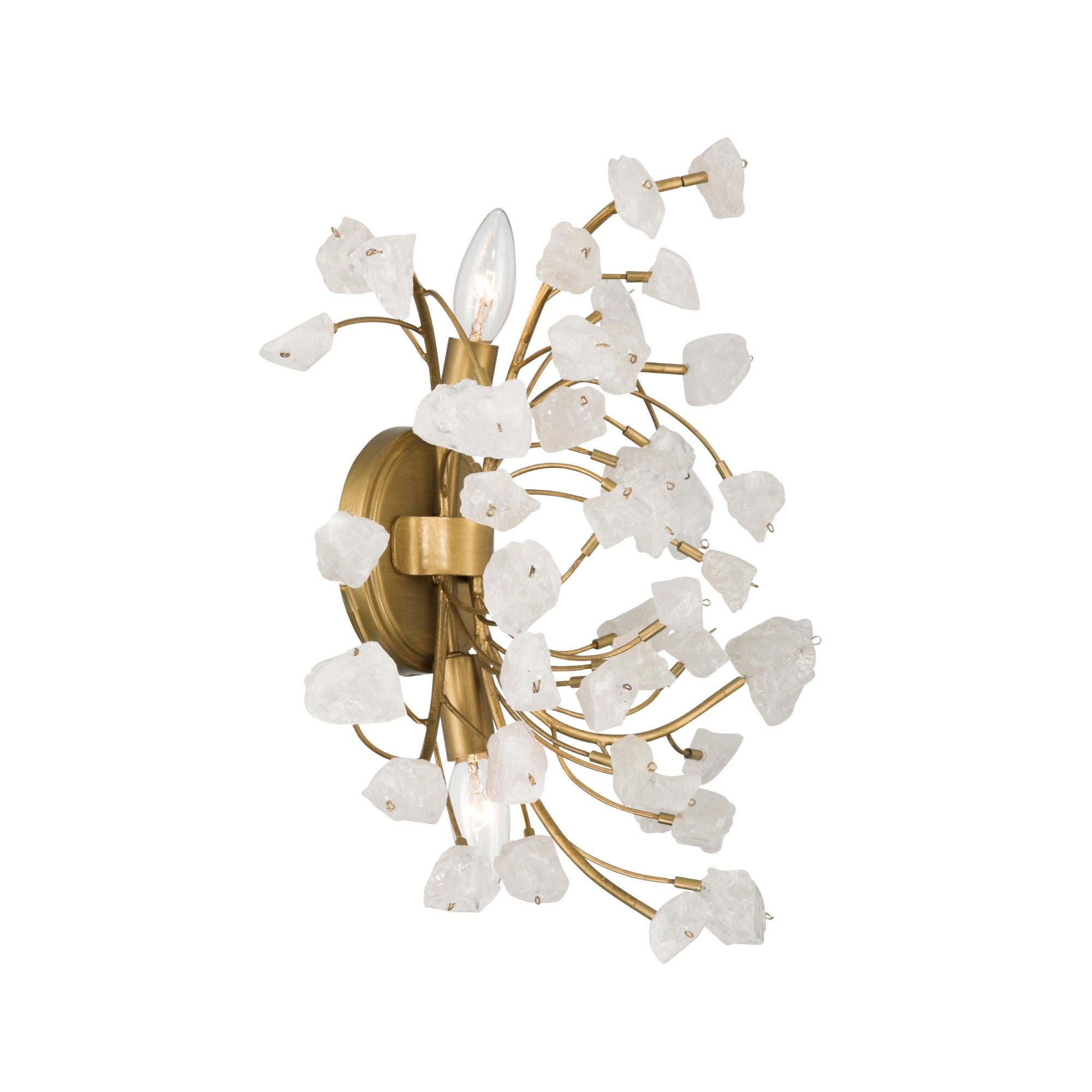 Minka-Lavery Ramus 17.5 in. 2-Light Wall Sconce, Painted Legacy Brass & Crystalline Quartz