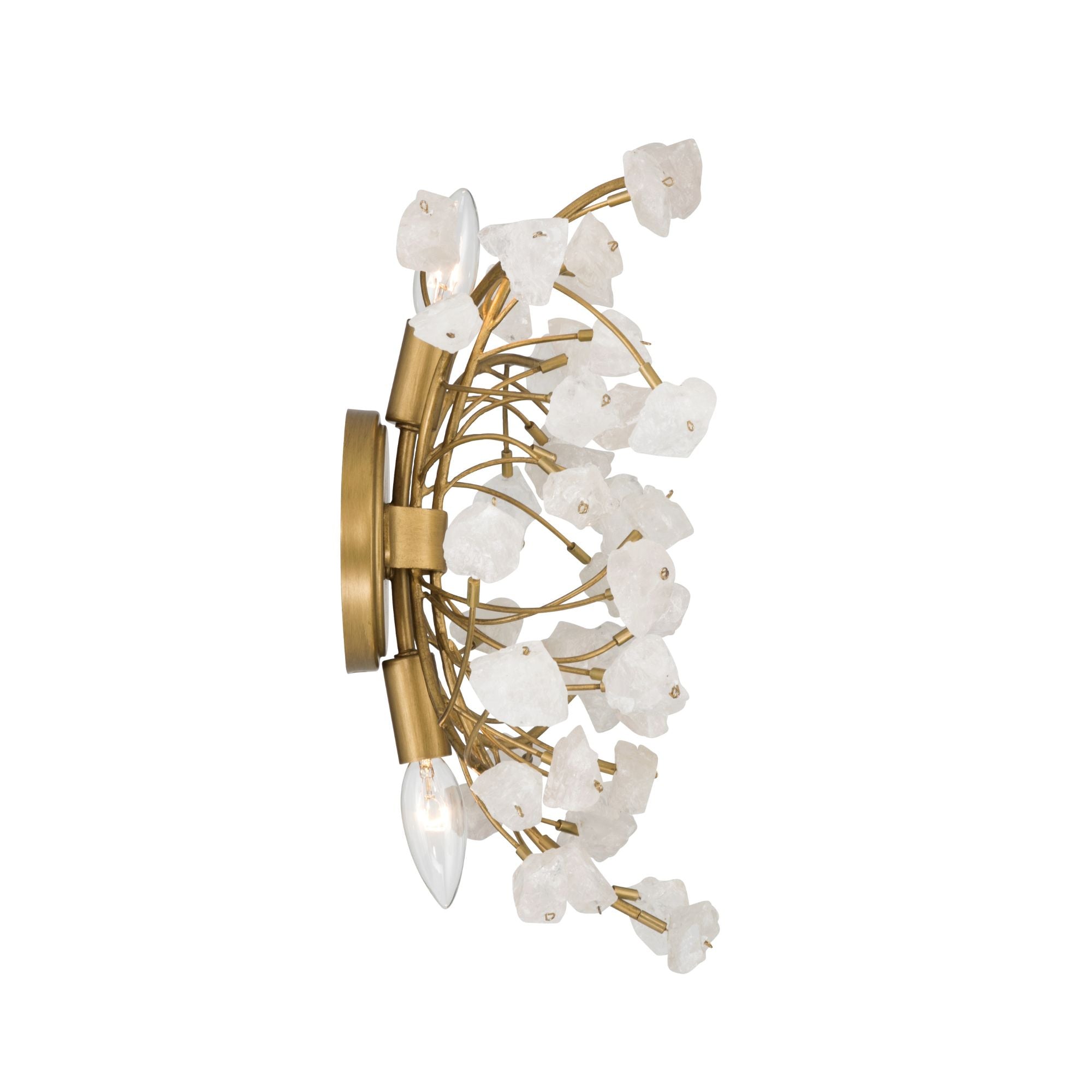Minka-Lavery Ramus 17.5 in. 2-Light Wall Sconce, Painted Legacy Brass & Crystalline Quartz