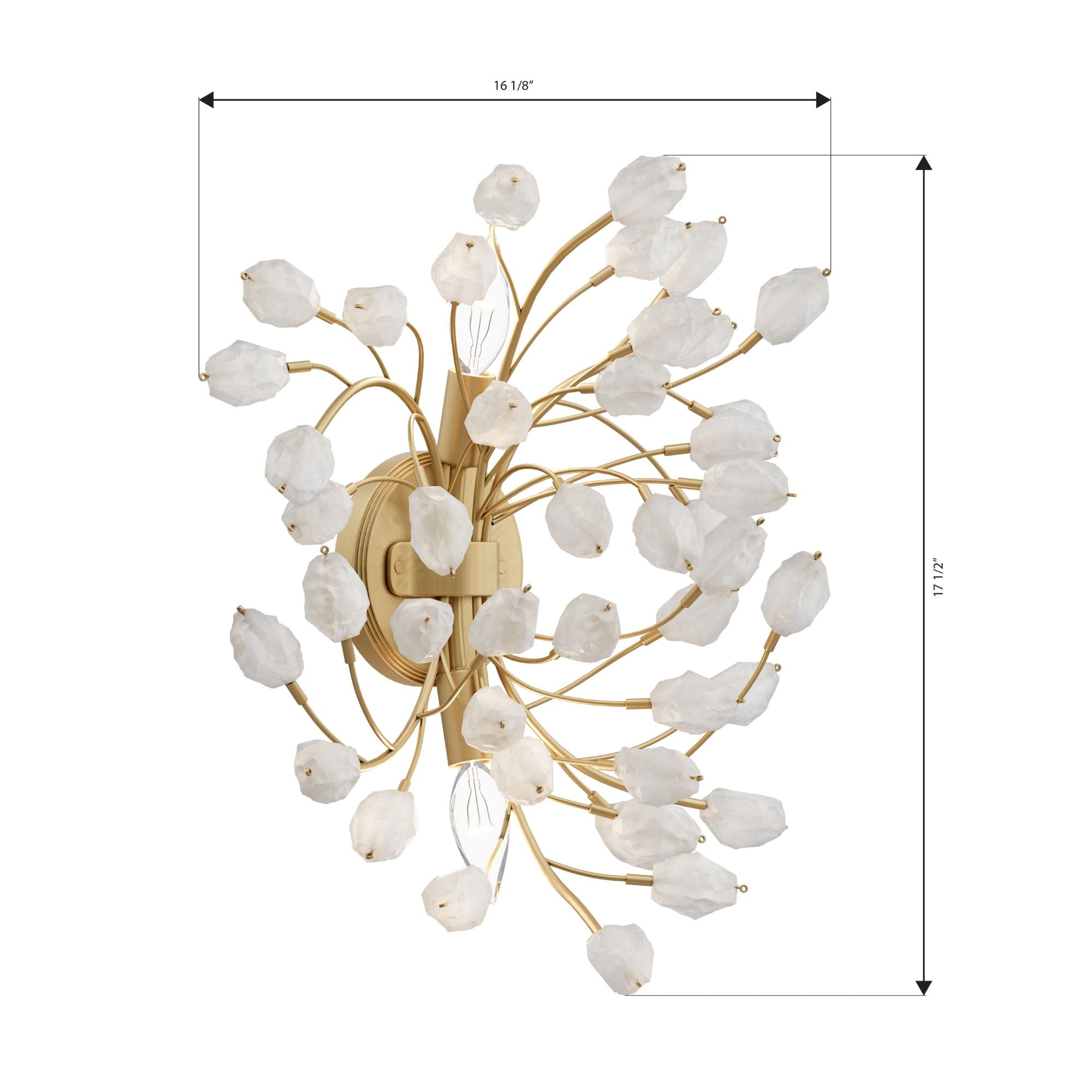 Minka-Lavery Ramus 17.5 in. 2-Light Wall Sconce, Painted Legacy Brass & Crystalline Quartz