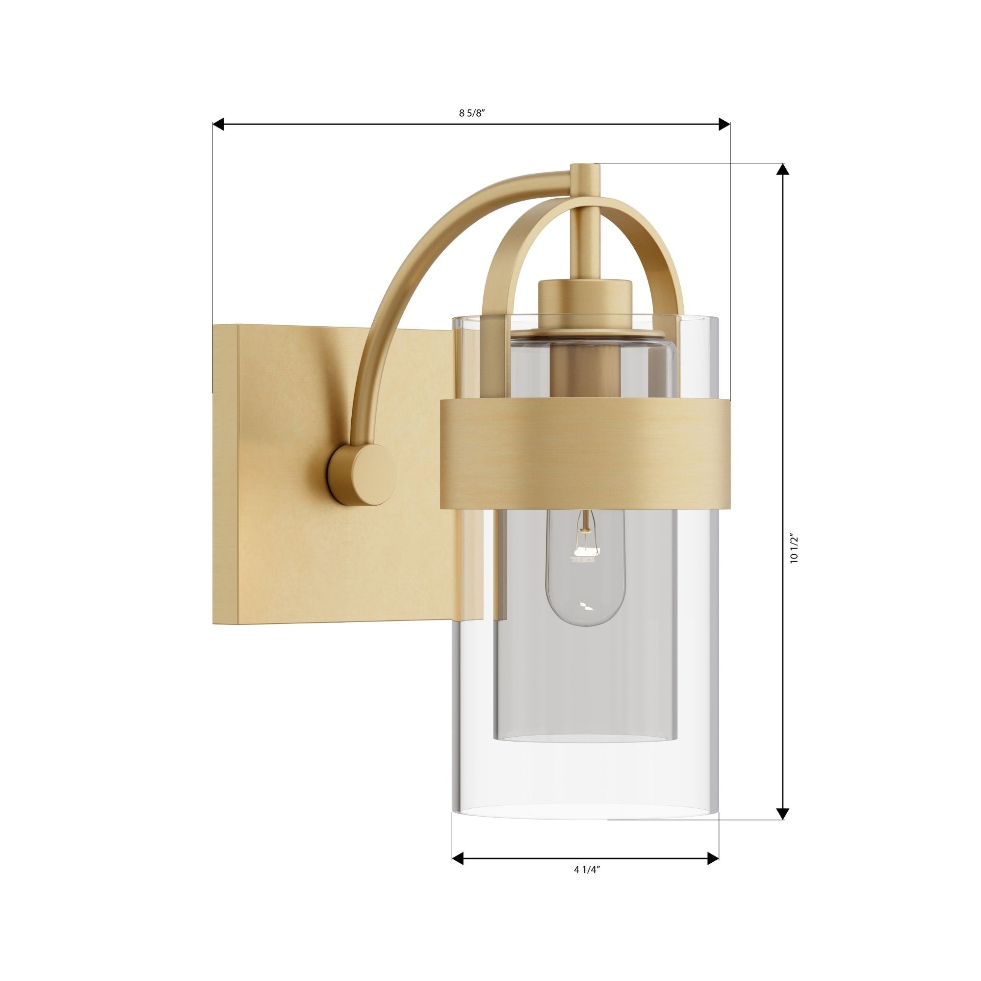 Minka-Lavery Ravik 10.5 in. Bathroom Vanity Light, Legacy Brass with Clear and Grey Glass Cylinder
