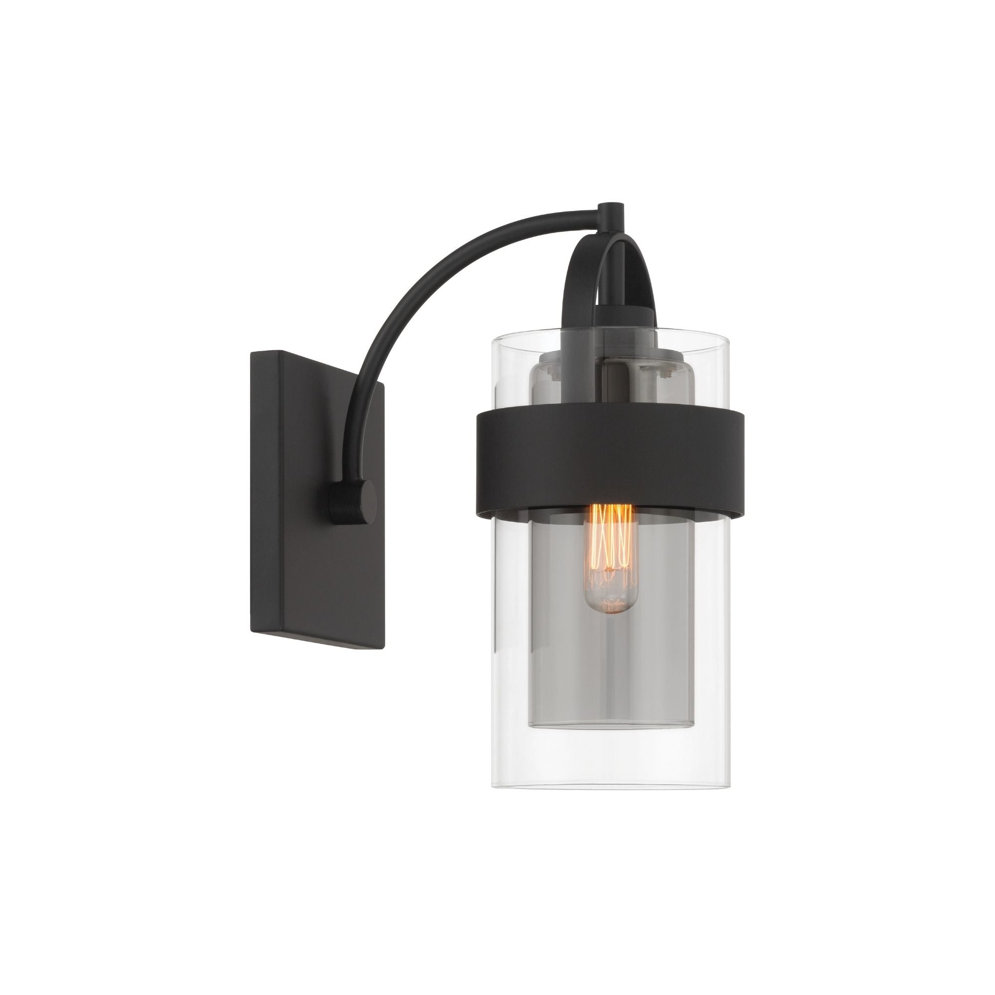 Minka-Lavery Ravik 10.5 in. Bathroom Vanity Light, Dark Matte Black with Clear and Grey Glass Cylinder