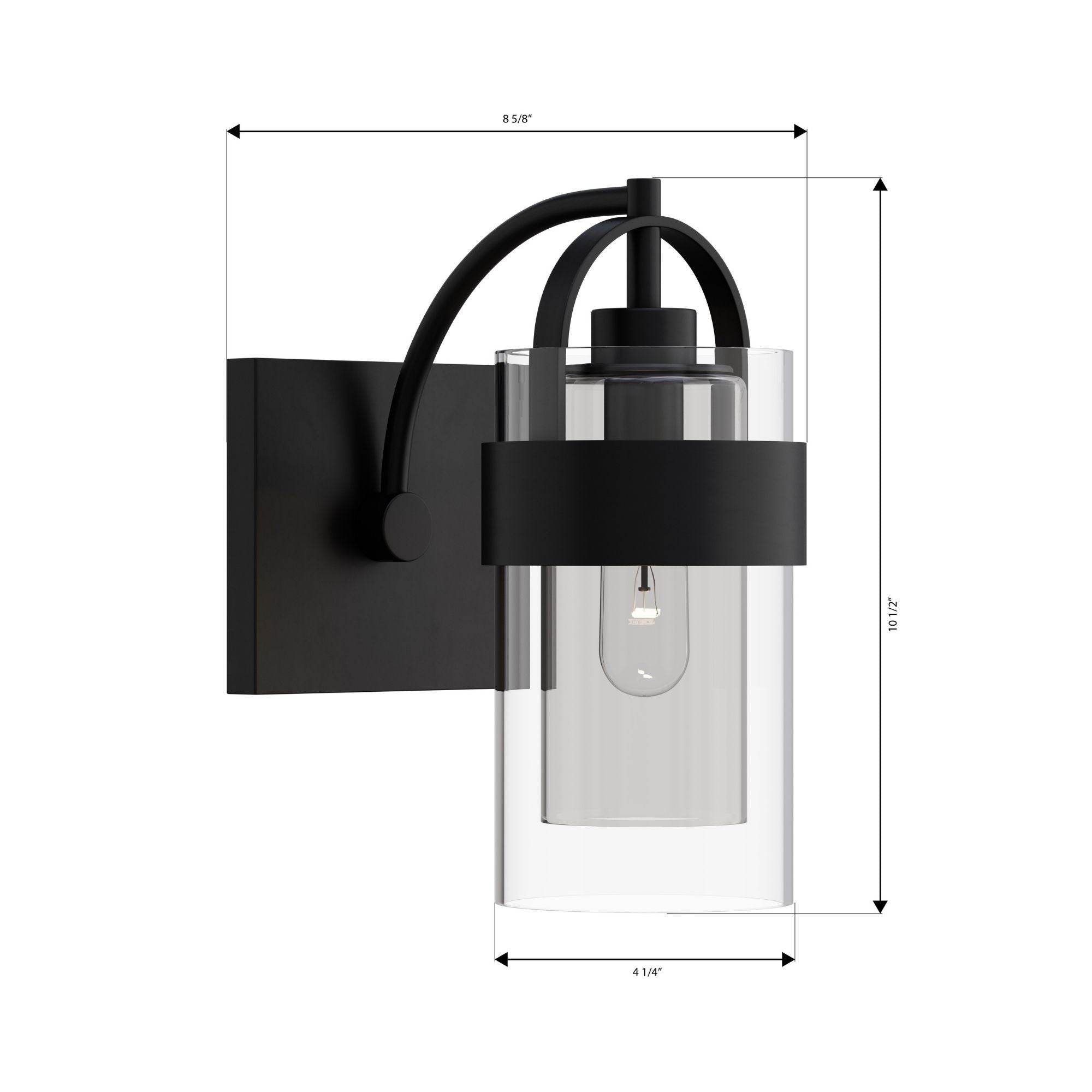 Minka-Lavery Ravik 10.5 in. Bathroom Vanity Light, Dark Matte Black with Clear and Grey Glass Cylinder