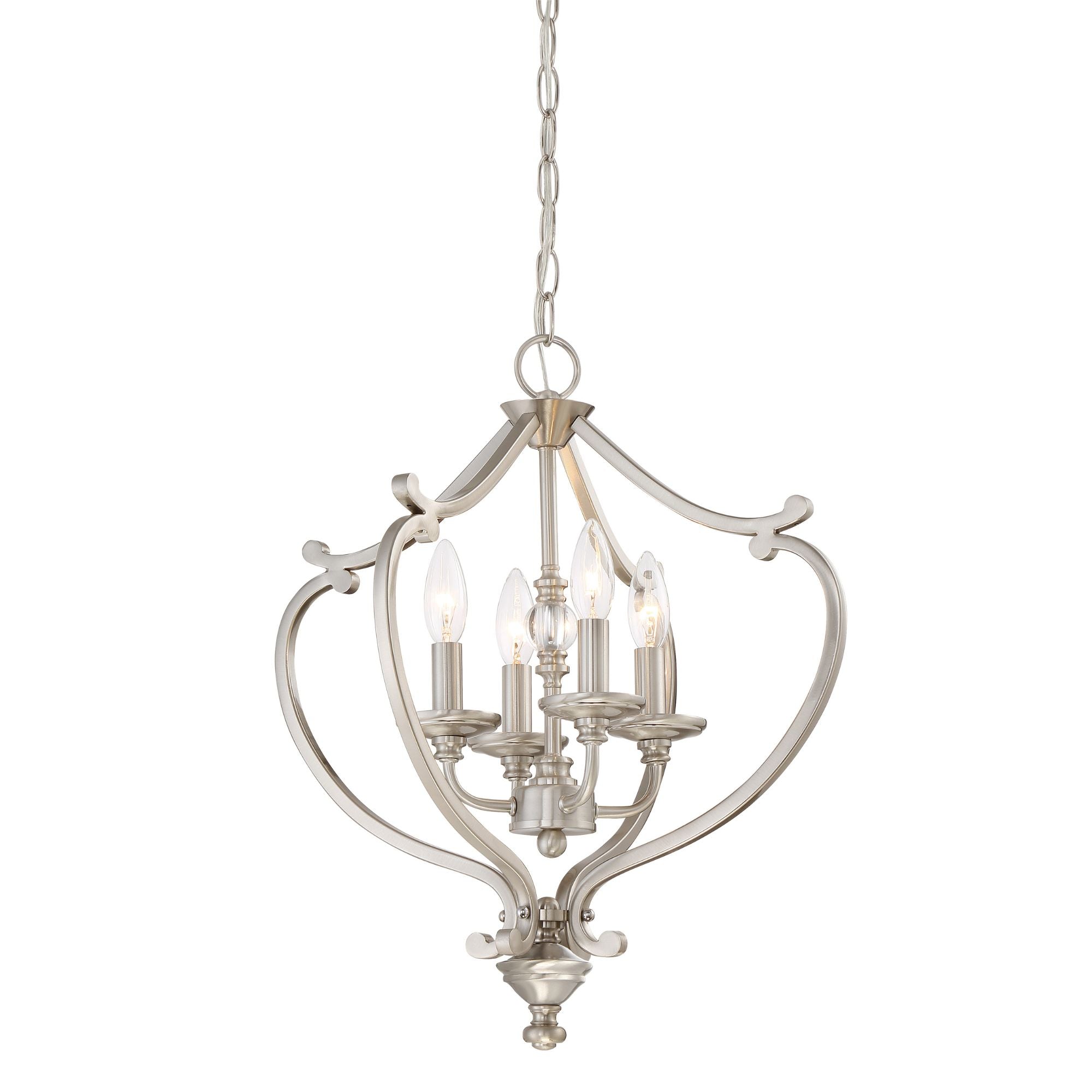 Savannah Row 21" 4-Light Semi-Flush Convertible Pendant, Brushed Nickel Finish