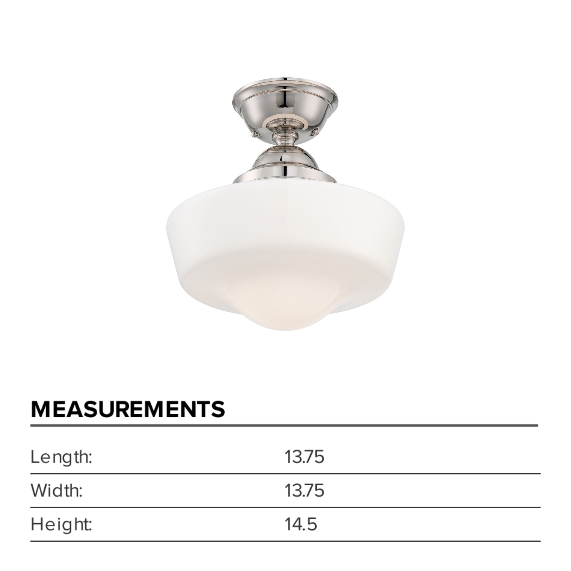 15" Semi-Flush Mount, Polished Nickel Finish
