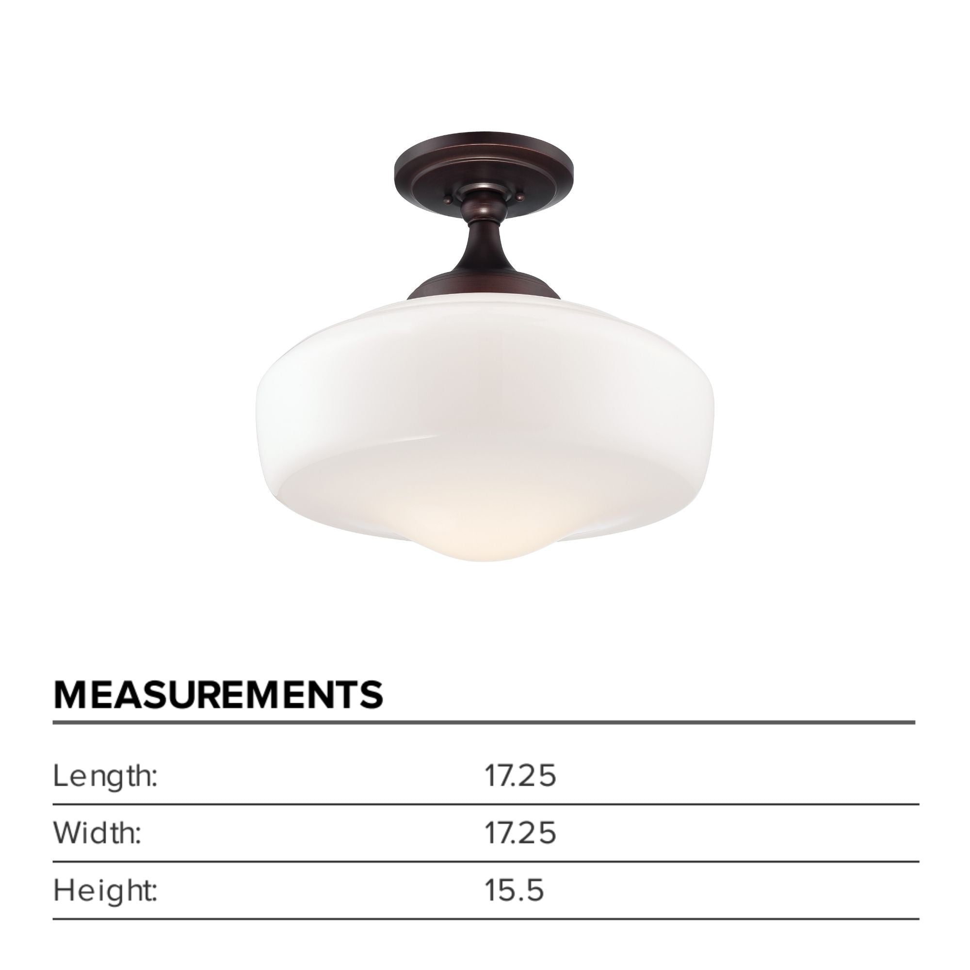 17" Semi-Flush Mount, Brushed Bronze Finish