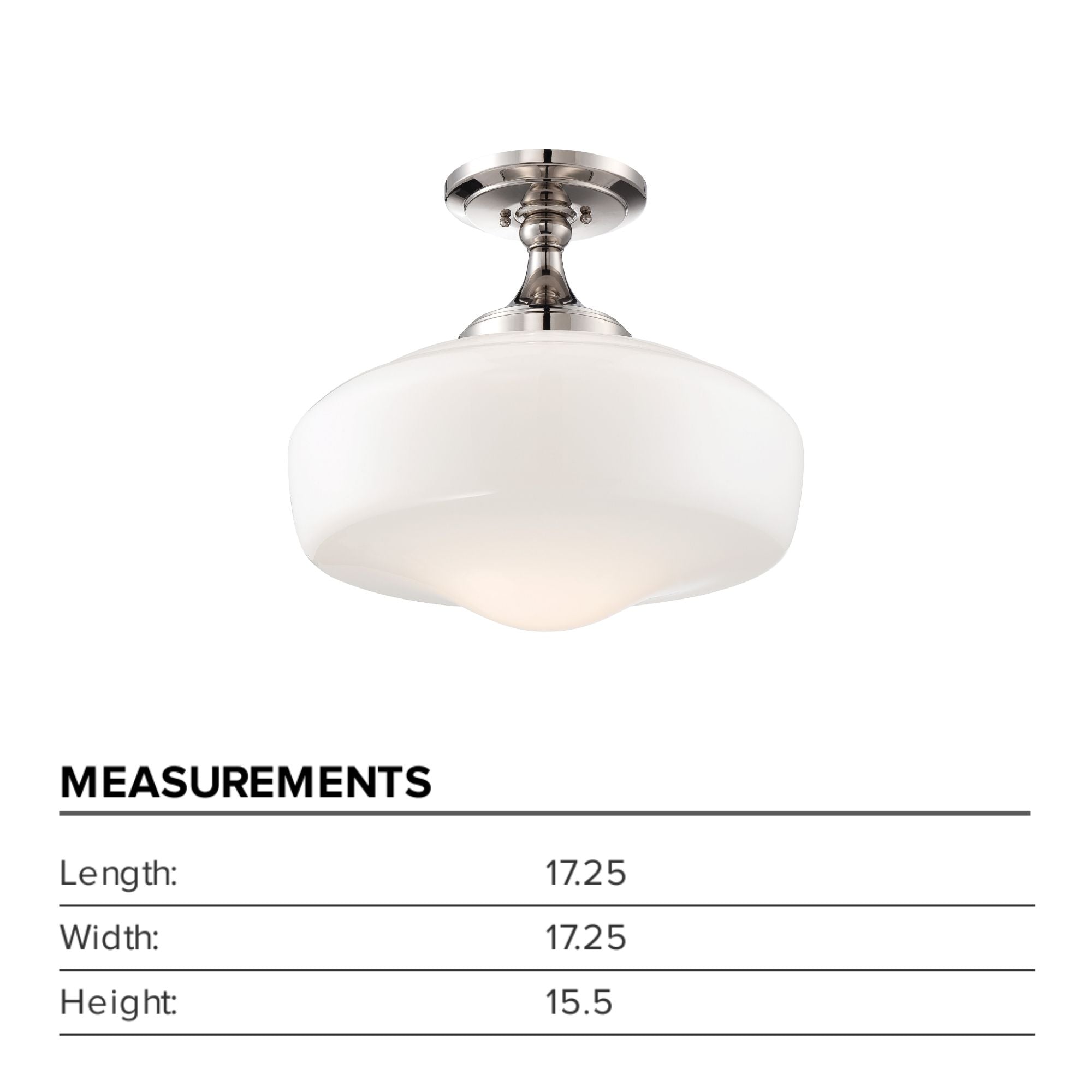 17" Semi-Flush Mount, Polished Nickel Finish