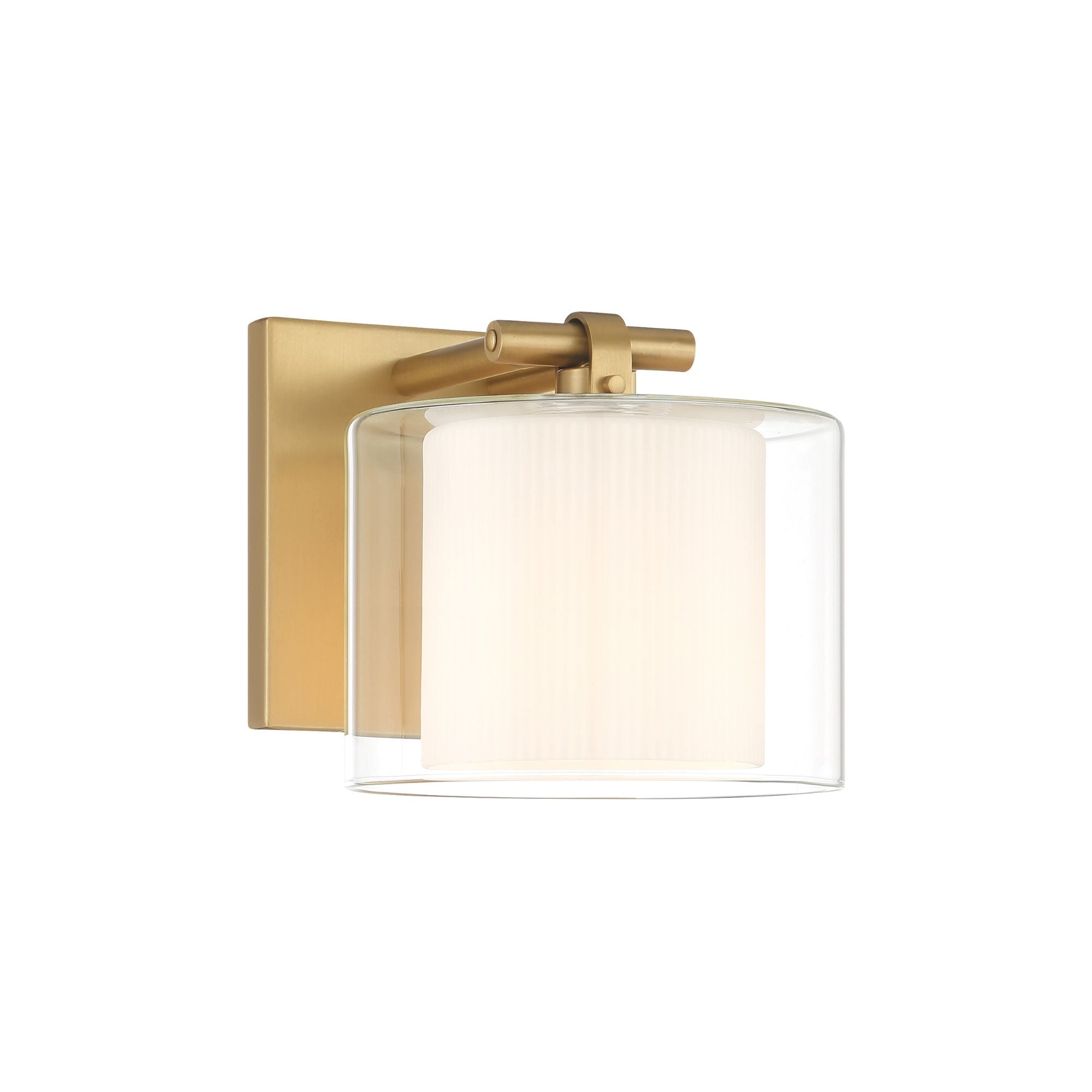 Minka-Lavery Seville 6 in. Bath Sconce, Legacy Brass with Clear and Etched Opal Glass Cylinder
