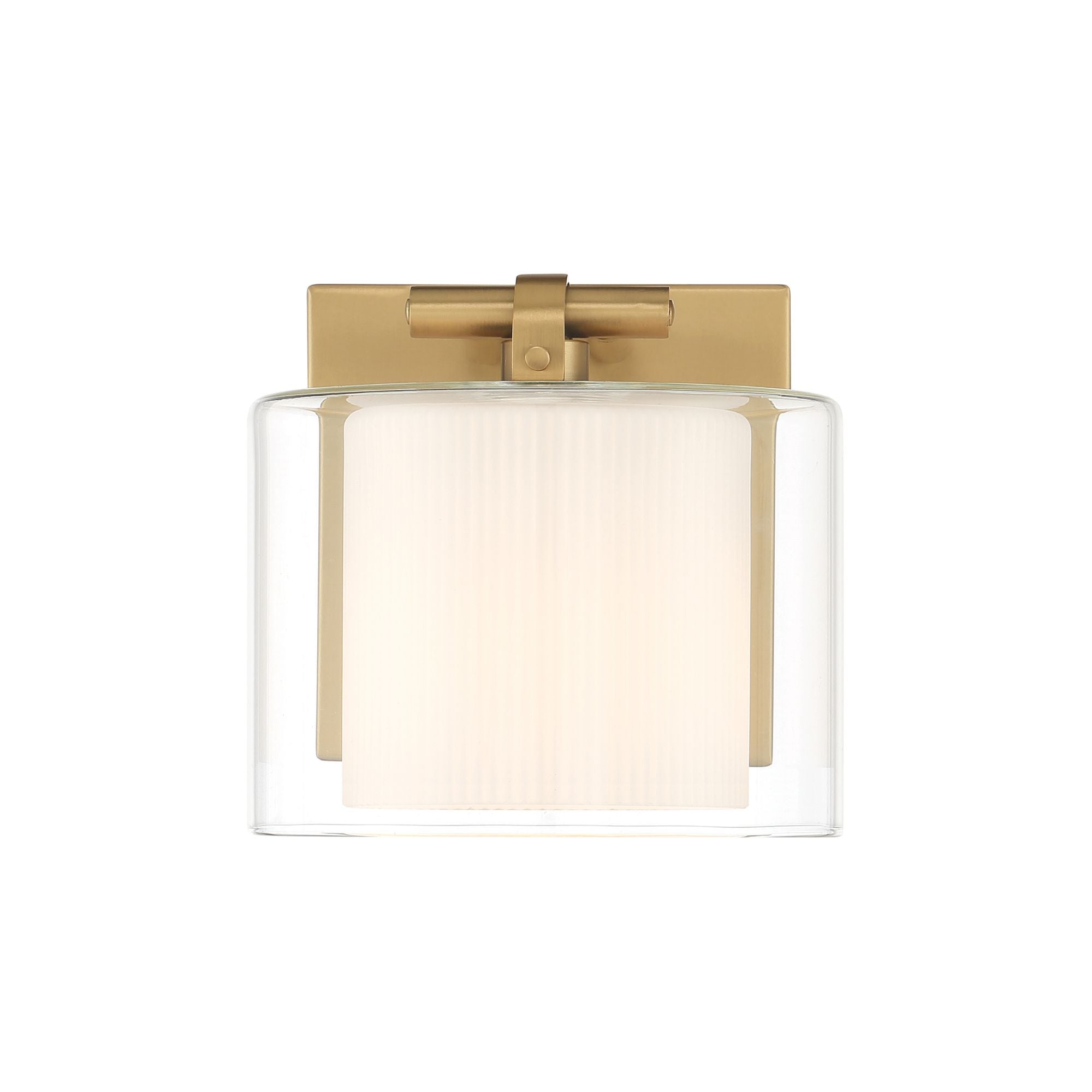 Minka-Lavery Seville 6 in. Bath Sconce, Legacy Brass with Clear and Etched Opal Glass Cylinder