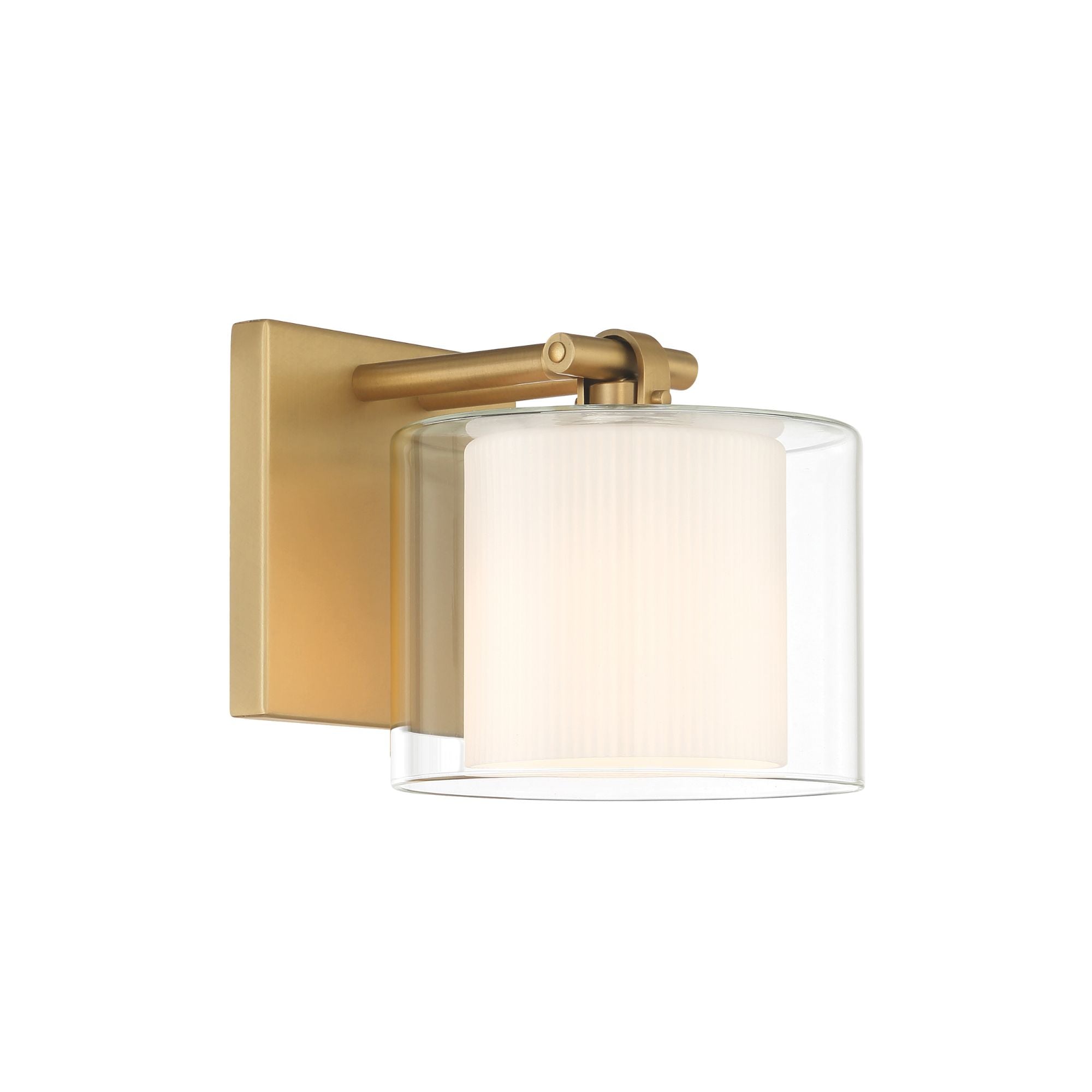 Minka-Lavery Seville 6 in. Bath Sconce, Legacy Brass with Clear and Etched Opal Glass Cylinder