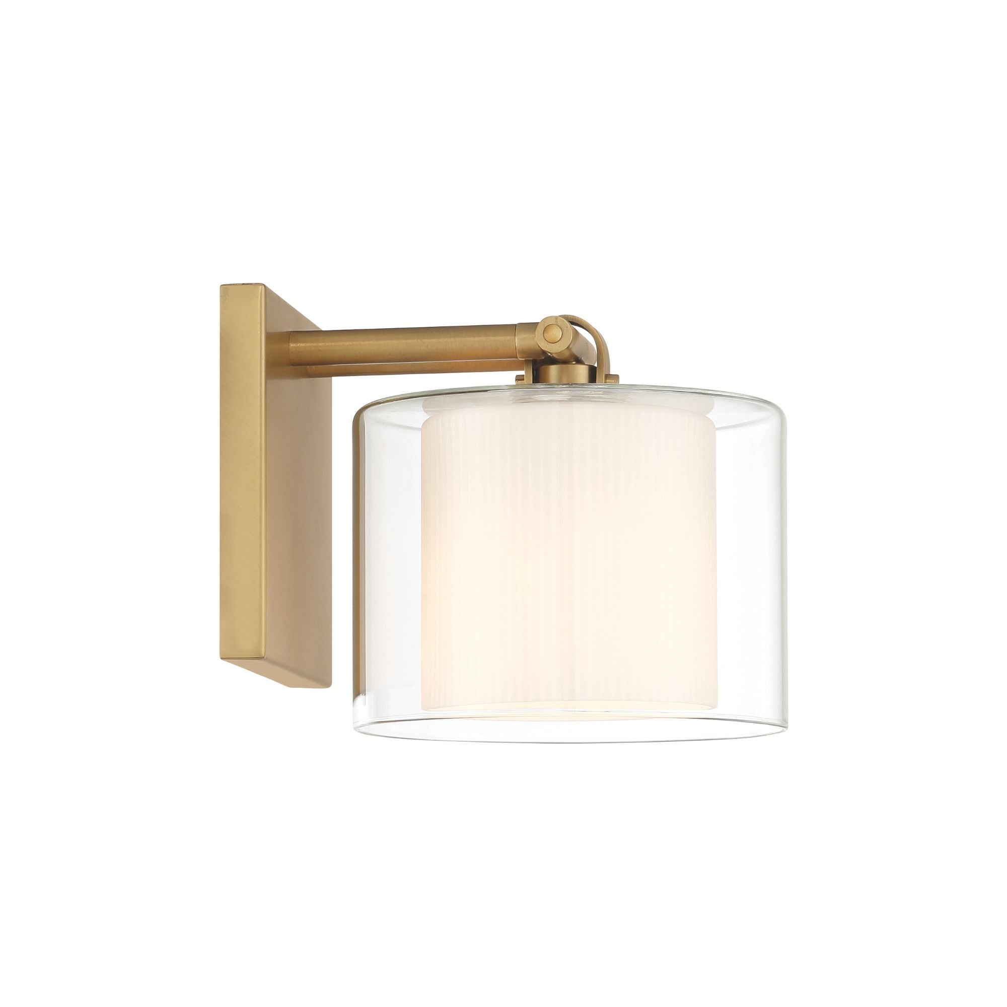 Minka-Lavery Seville 6 in. Bath Sconce, Legacy Brass with Clear and Etched Opal Glass Cylinder