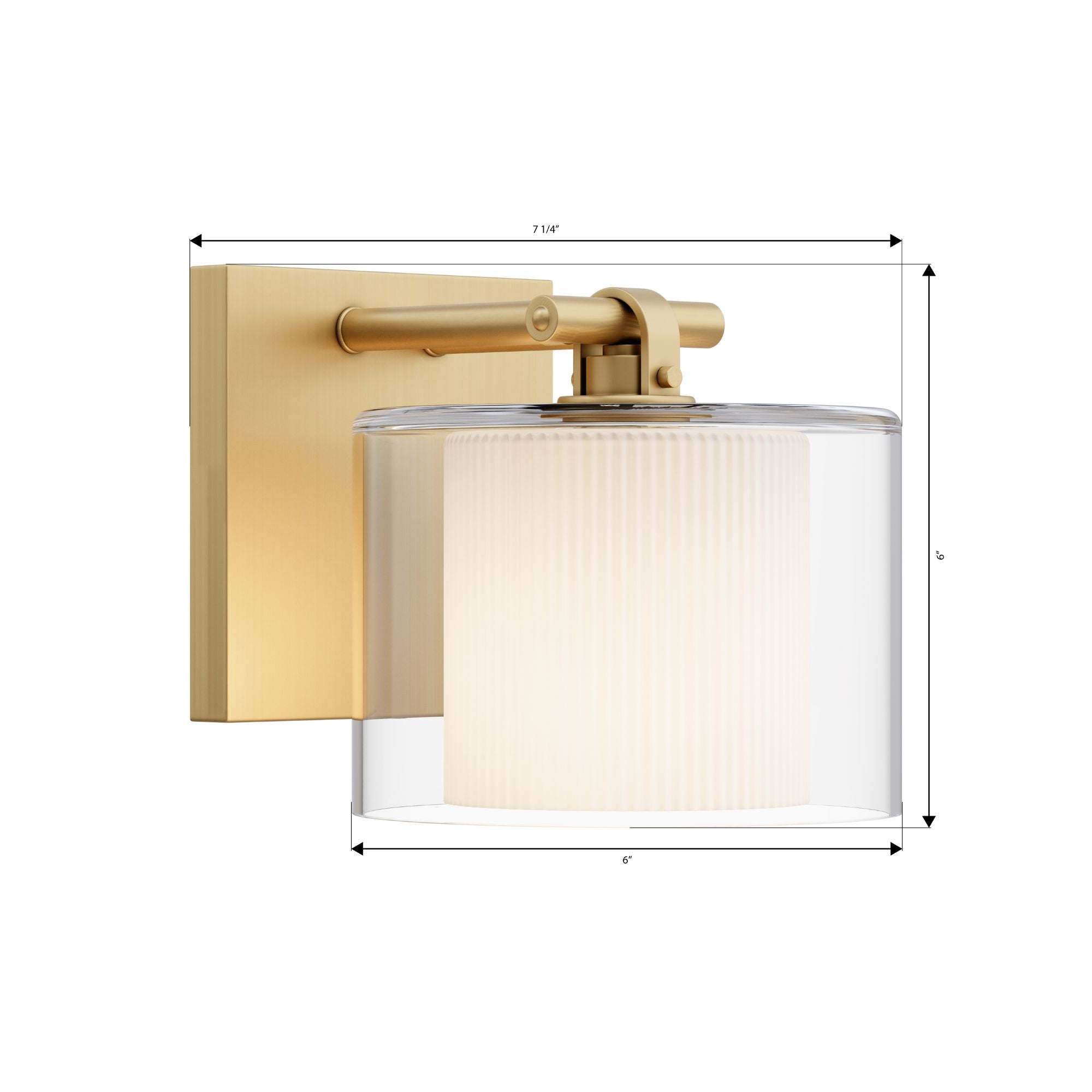 Minka-Lavery Seville 6 in. Bath Sconce, Legacy Brass with Clear and Etched Opal Glass Cylinder