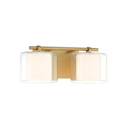Minka-Lavery Seville 14.5 in. 2-Light Vanity, Legacy Brass with Clear and Etched Opal Glass Cylinder