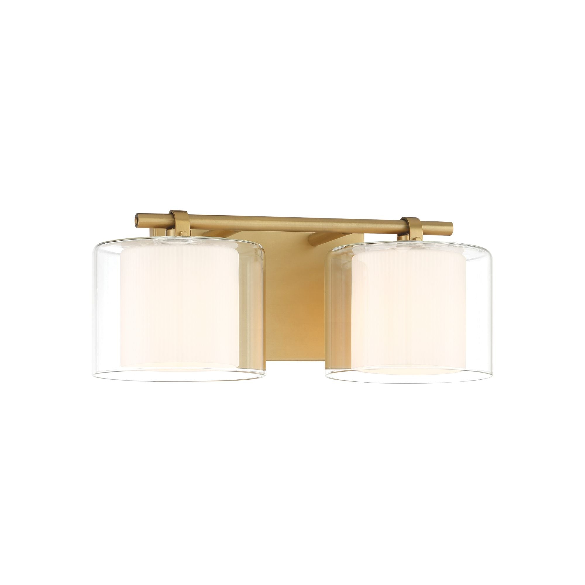 Minka-Lavery Seville 14.5 in. 2-Light Vanity, Legacy Brass with Clear and Etched Opal Glass Cylinder