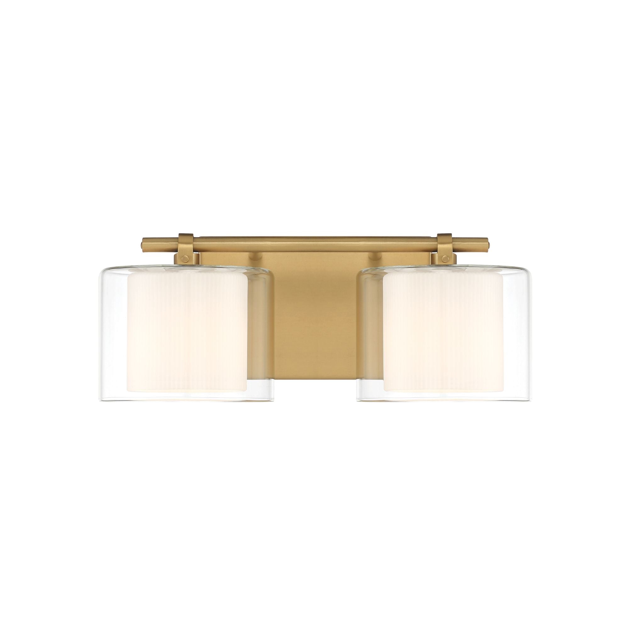 Minka-Lavery Seville 14.5 in. 2-Light Vanity, Legacy Brass with Clear and Etched Opal Glass Cylinder