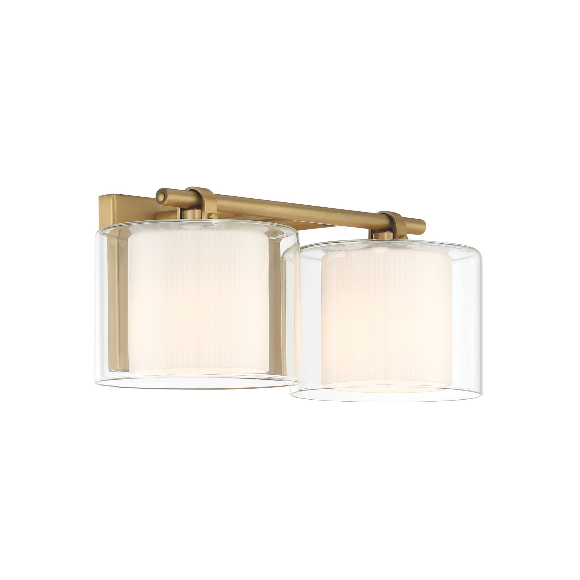 Minka-Lavery Seville 14.5 in. 2-Light Vanity, Legacy Brass with Clear and Etched Opal Glass Cylinder