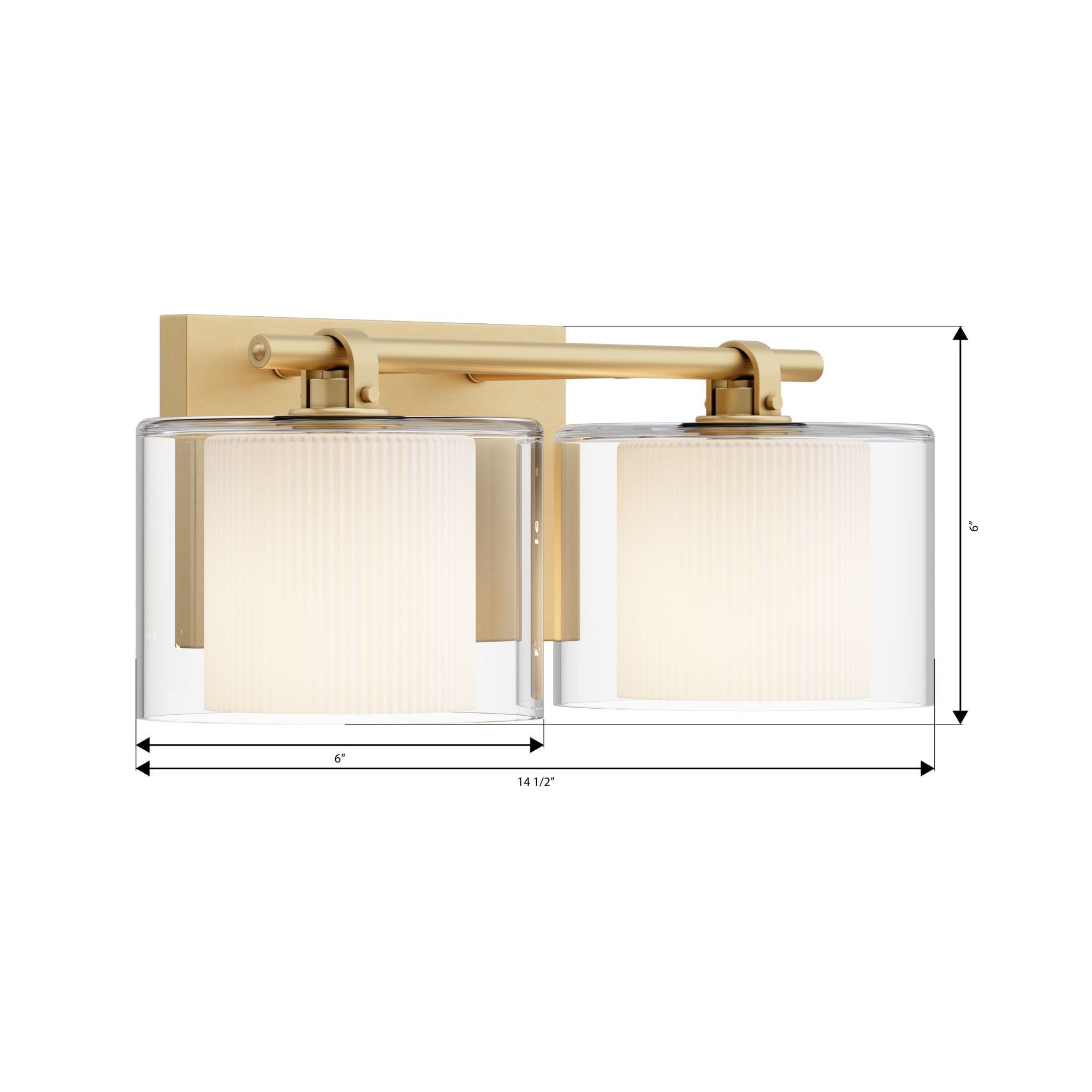 Minka-Lavery Seville 14.5 in. 2-Light Vanity, Legacy Brass with Clear and Etched Opal Glass Cylinder