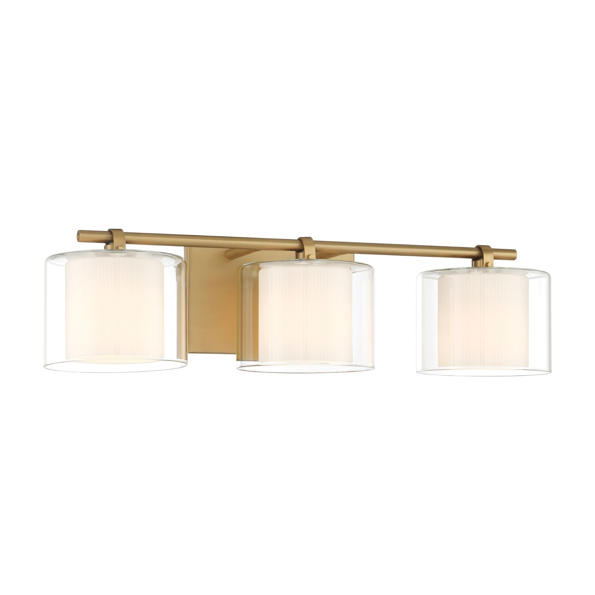 Minka-Lavery Seville 22.75 in. 3-Light Vanity, Legacy Brass with Clear and Etched Opal Glass Cylinder