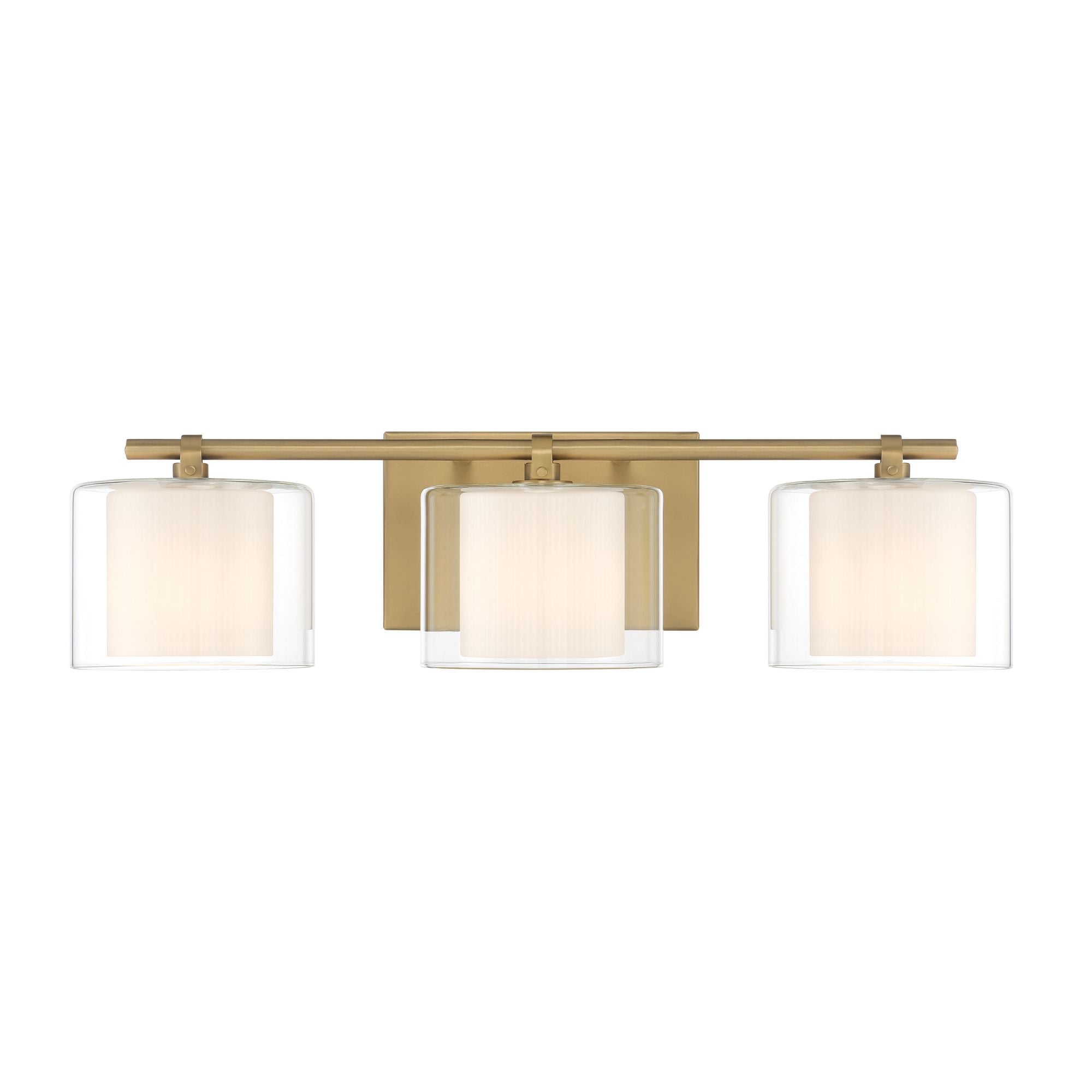 Minka-Lavery Seville 22.75 in. 3-Light Vanity, Legacy Brass with Clear and Etched Opal Glass Cylinder