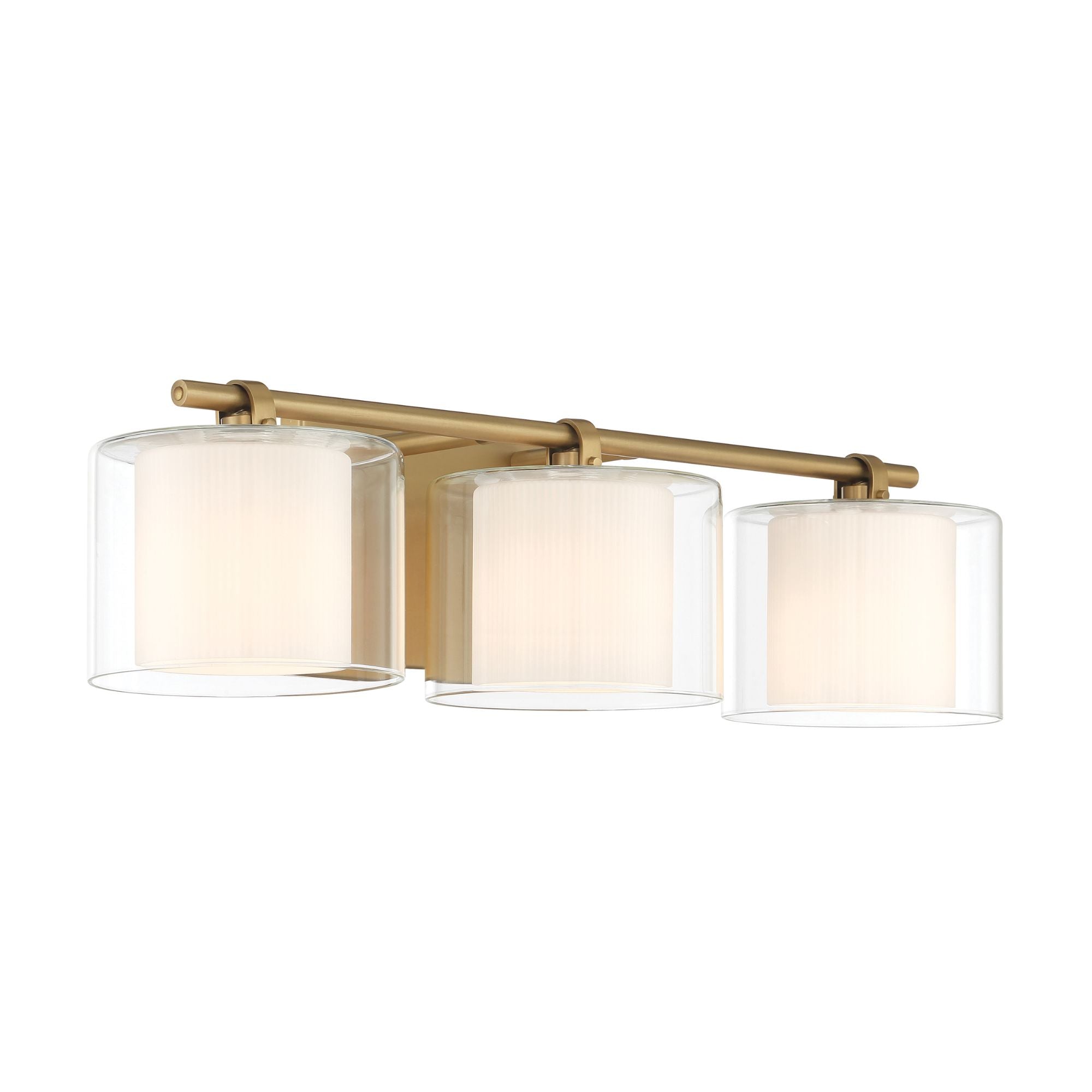 Minka-Lavery Seville 22.75 in. 3-Light Vanity, Legacy Brass with Clear and Etched Opal Glass Cylinder