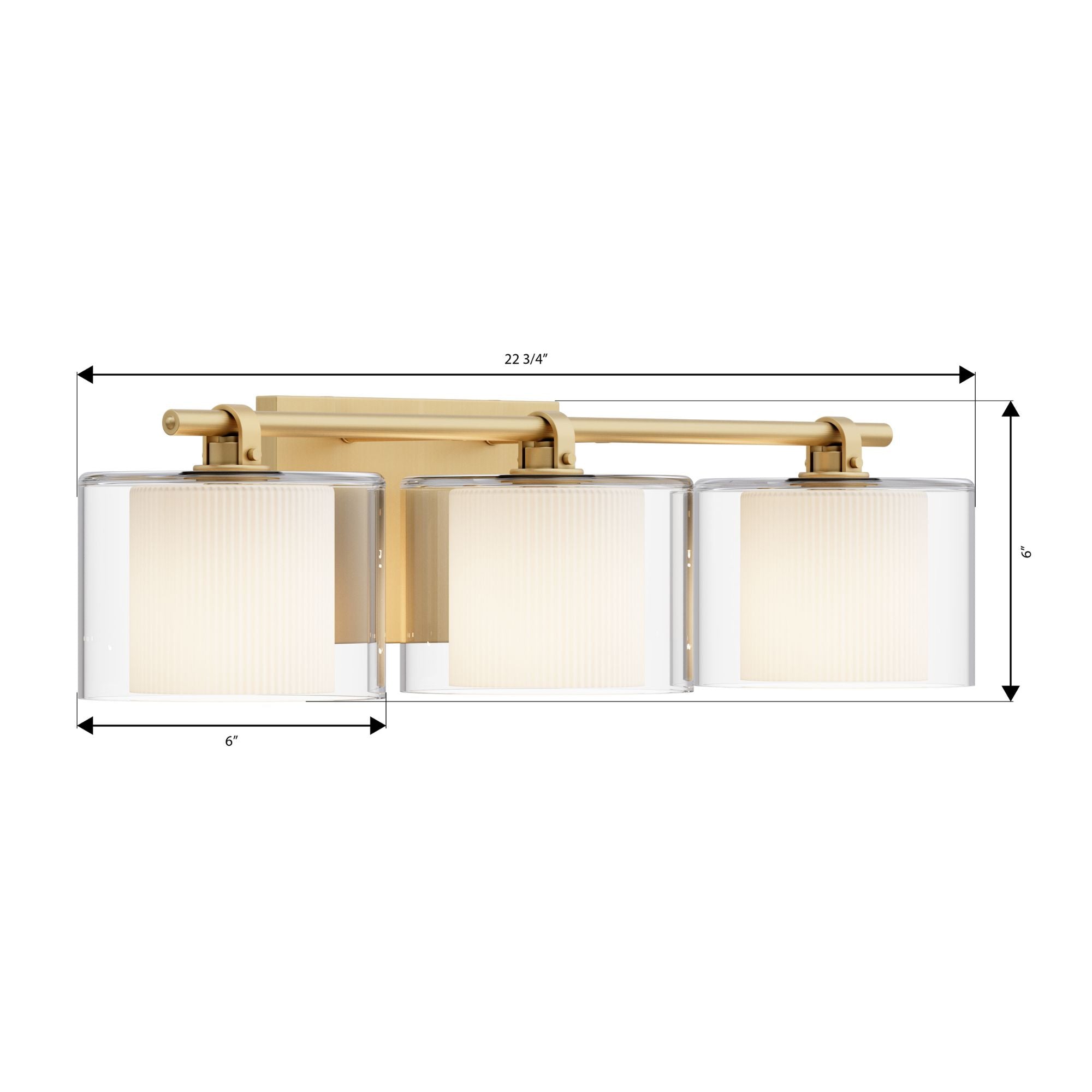 Minka-Lavery Seville 22.75 in. 3-Light Vanity, Legacy Brass with Clear and Etched Opal Glass Cylinder