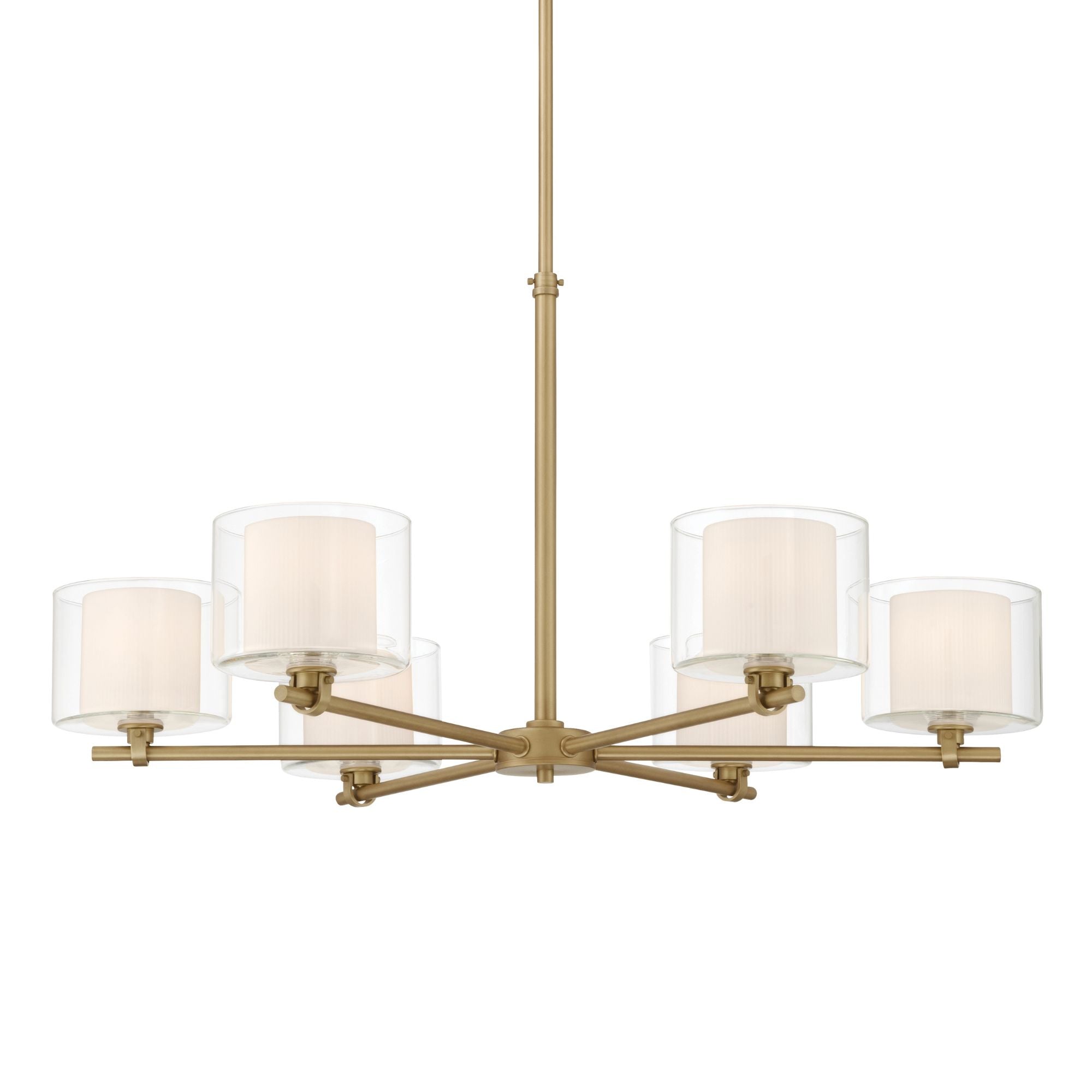 Minka-Lavery Seville 32 in. 6-Light Chandelier, Legacy Brass with Clear and Etched Opal Glass