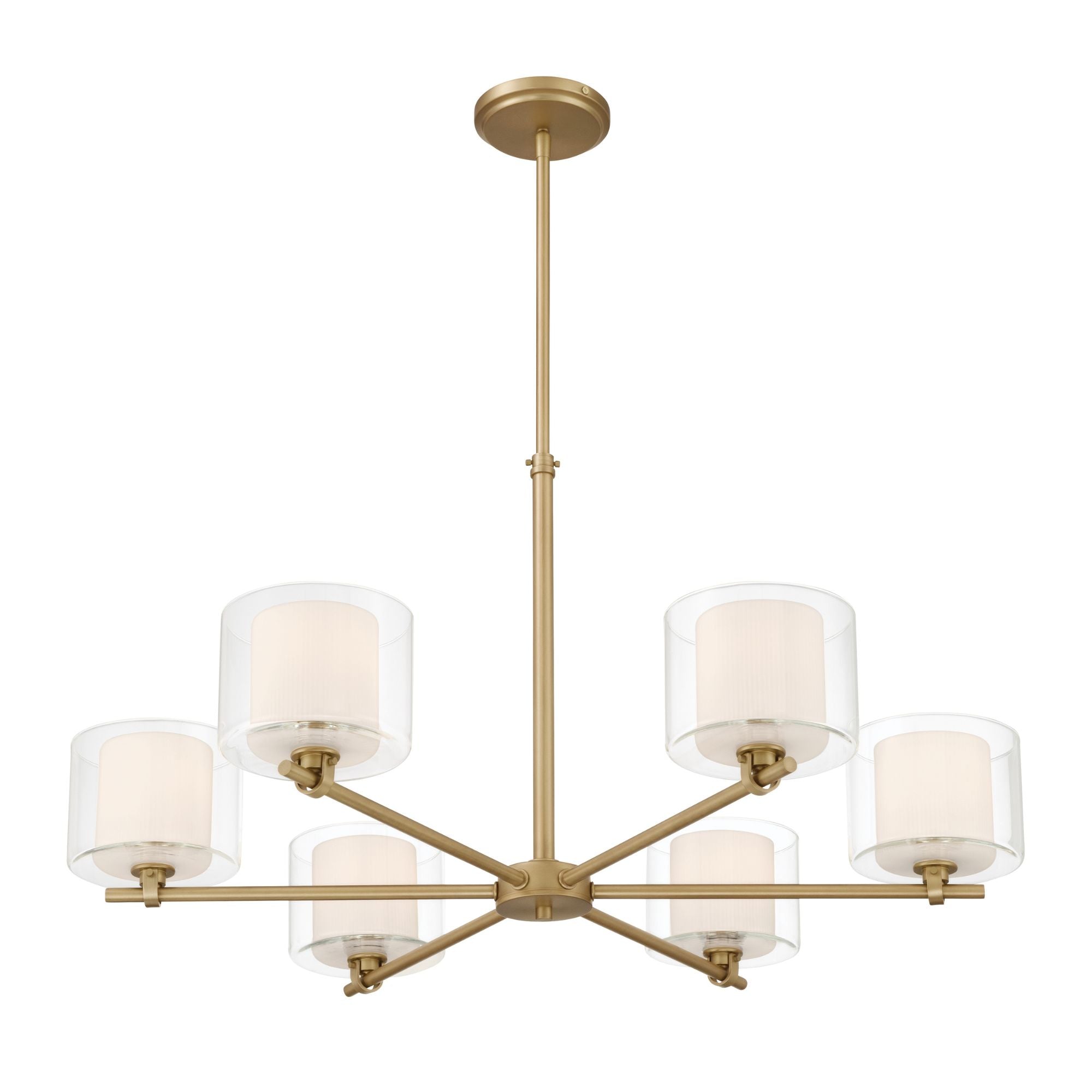 Minka-Lavery Seville 32 in. 6-Light Chandelier, Legacy Brass with Clear and Etched Opal Glass