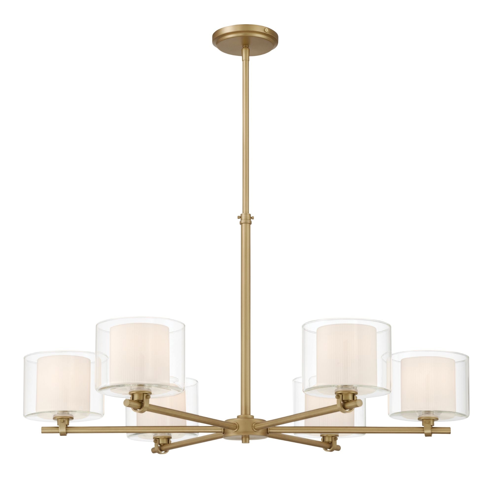 Minka-Lavery Seville 32 in. 6-Light Chandelier, Legacy Brass with Clear and Etched Opal Glass