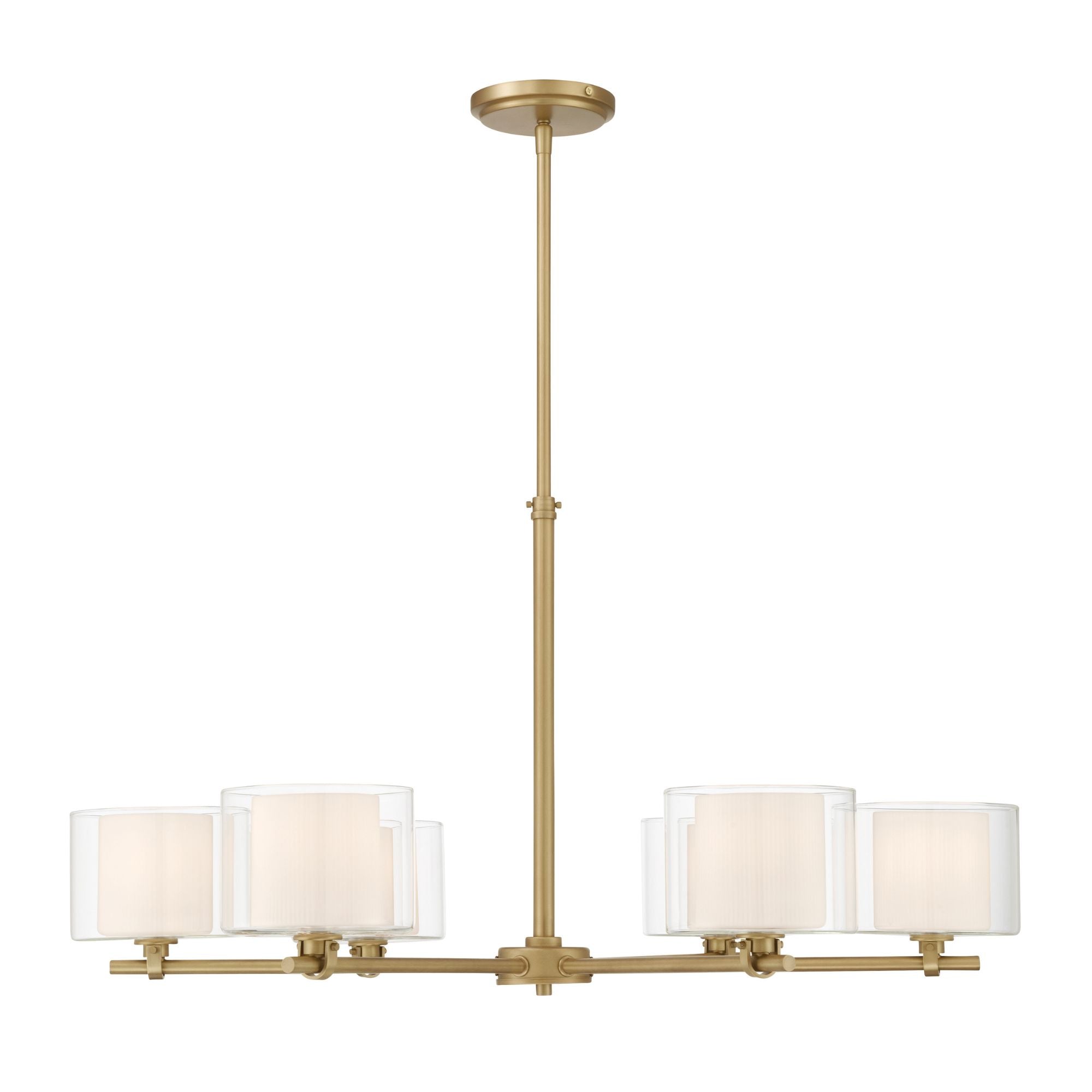 Minka-Lavery Seville 32 in. 6-Light Chandelier, Legacy Brass with Clear and Etched Opal Glass