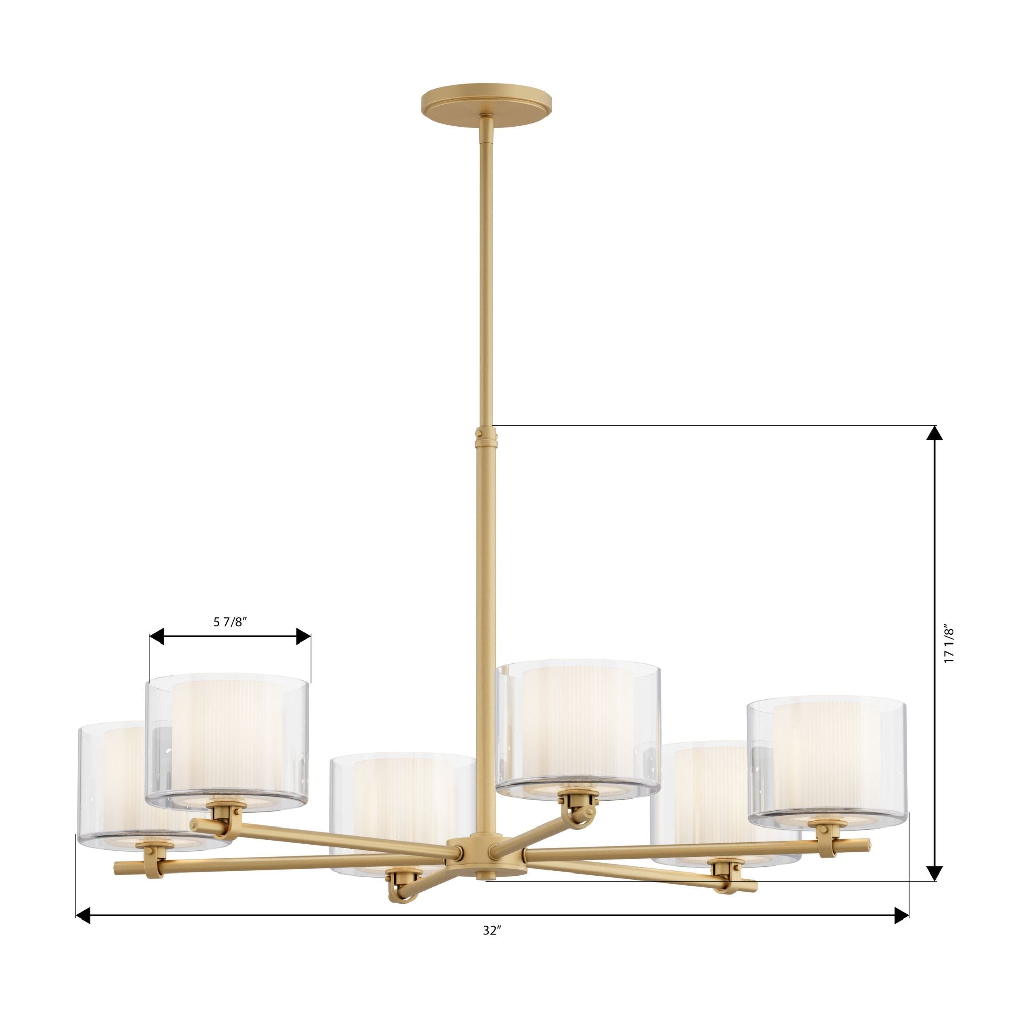 Minka-Lavery Seville 32 in. 6-Light Chandelier, Legacy Brass with Clear and Etched Opal Glass