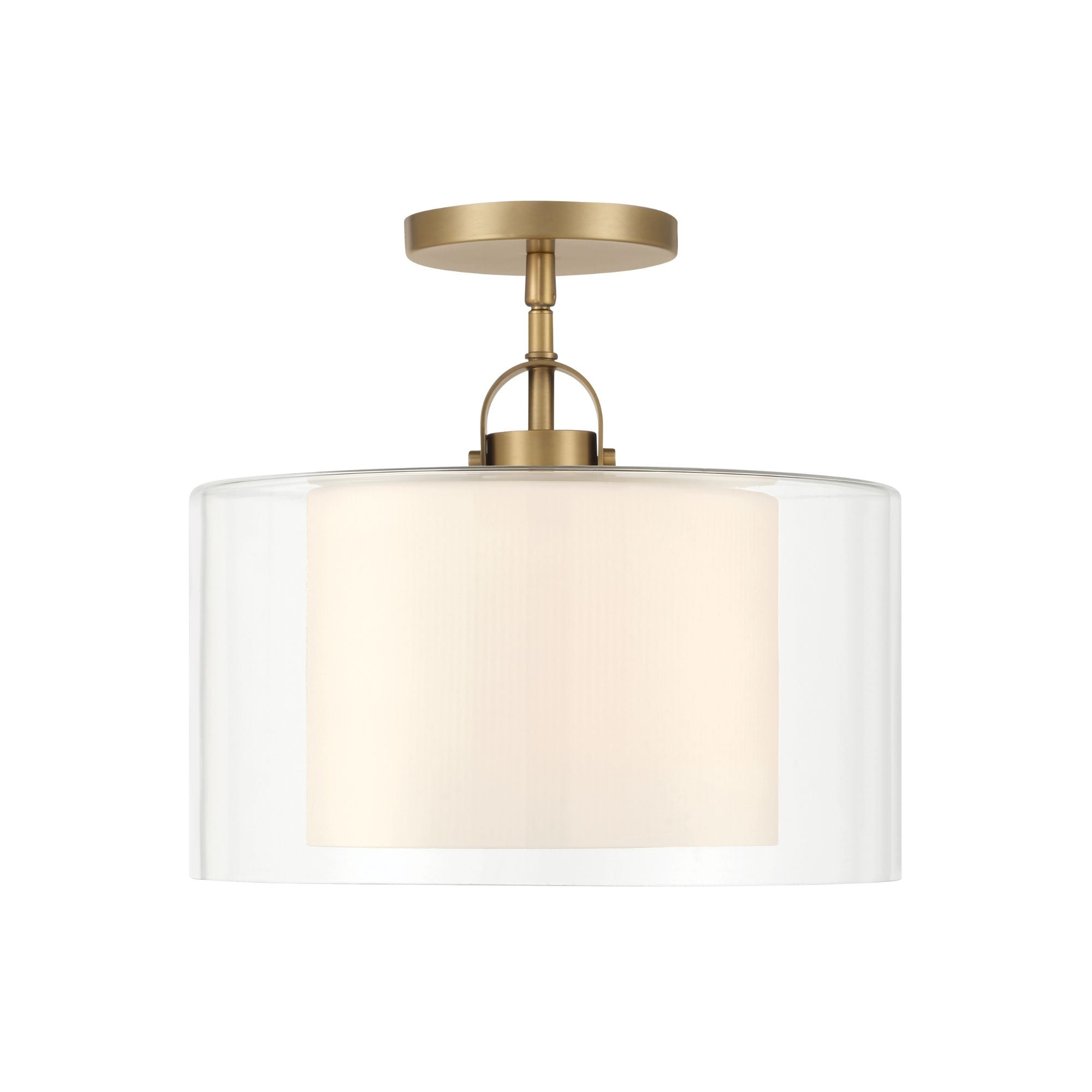 Minka-Lavery Seville 12.75 in. Semi-Flush Mount, Legacy Brass with Clear and Etched Opal Glass
