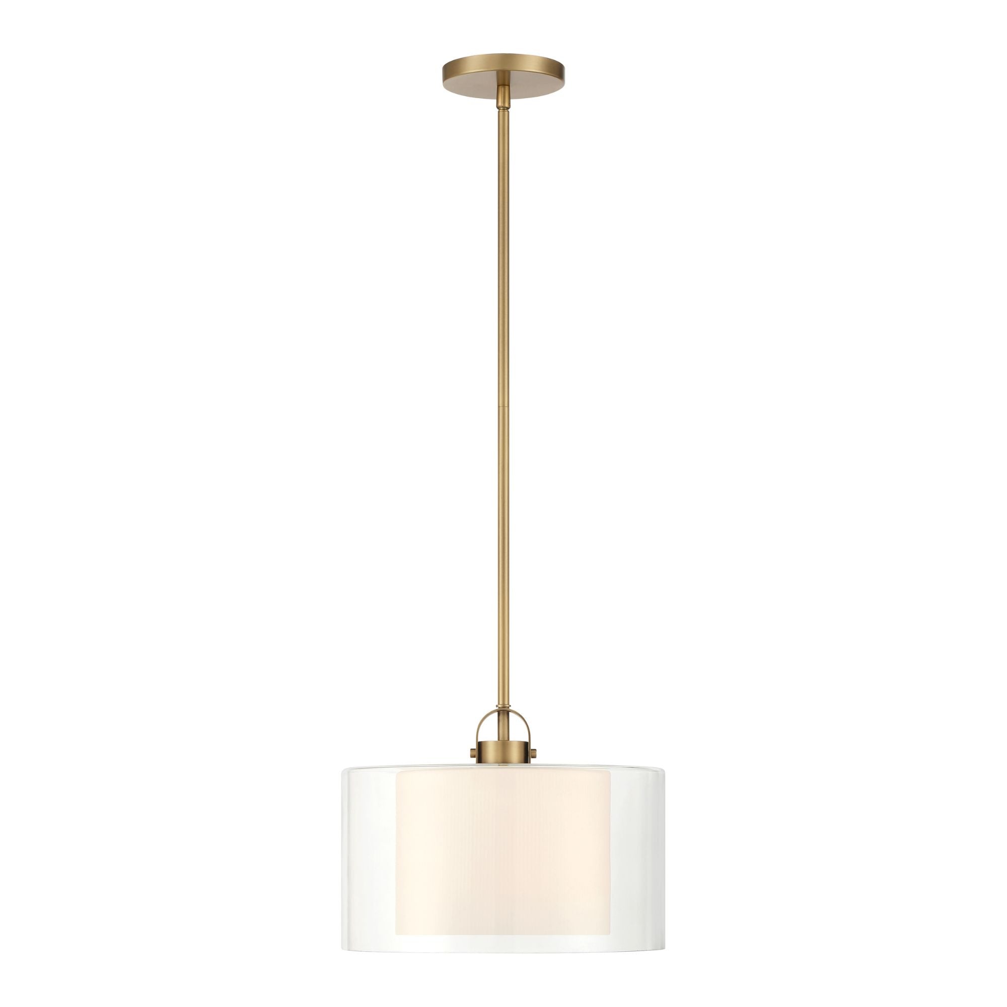 Minka-Lavery Seville 12.75 in. Semi-Flush Mount, Legacy Brass with Clear and Etched Opal Glass