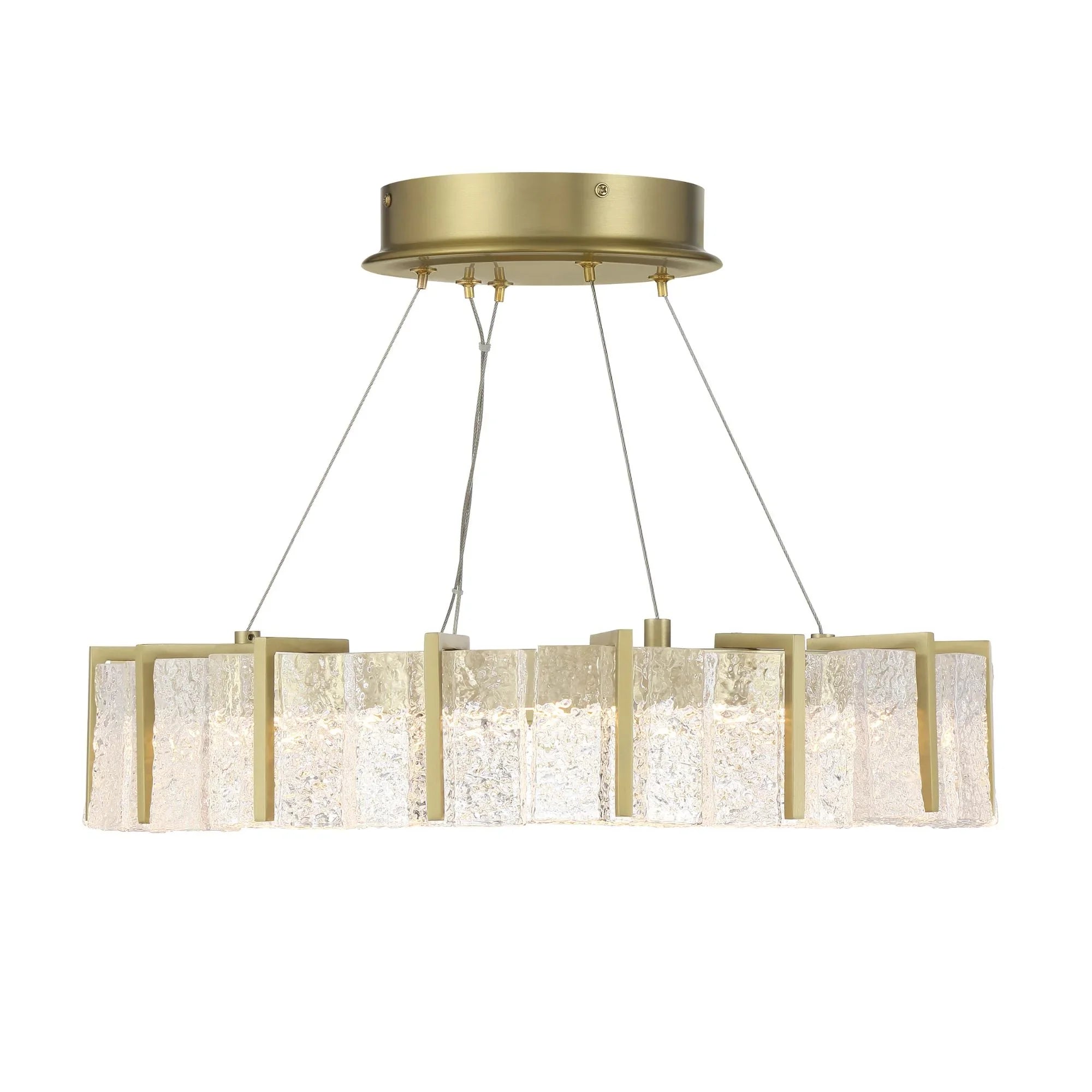 Sevryn 20" LED Semi-Flush Convertible Pendant, Soft Brass with Crystals